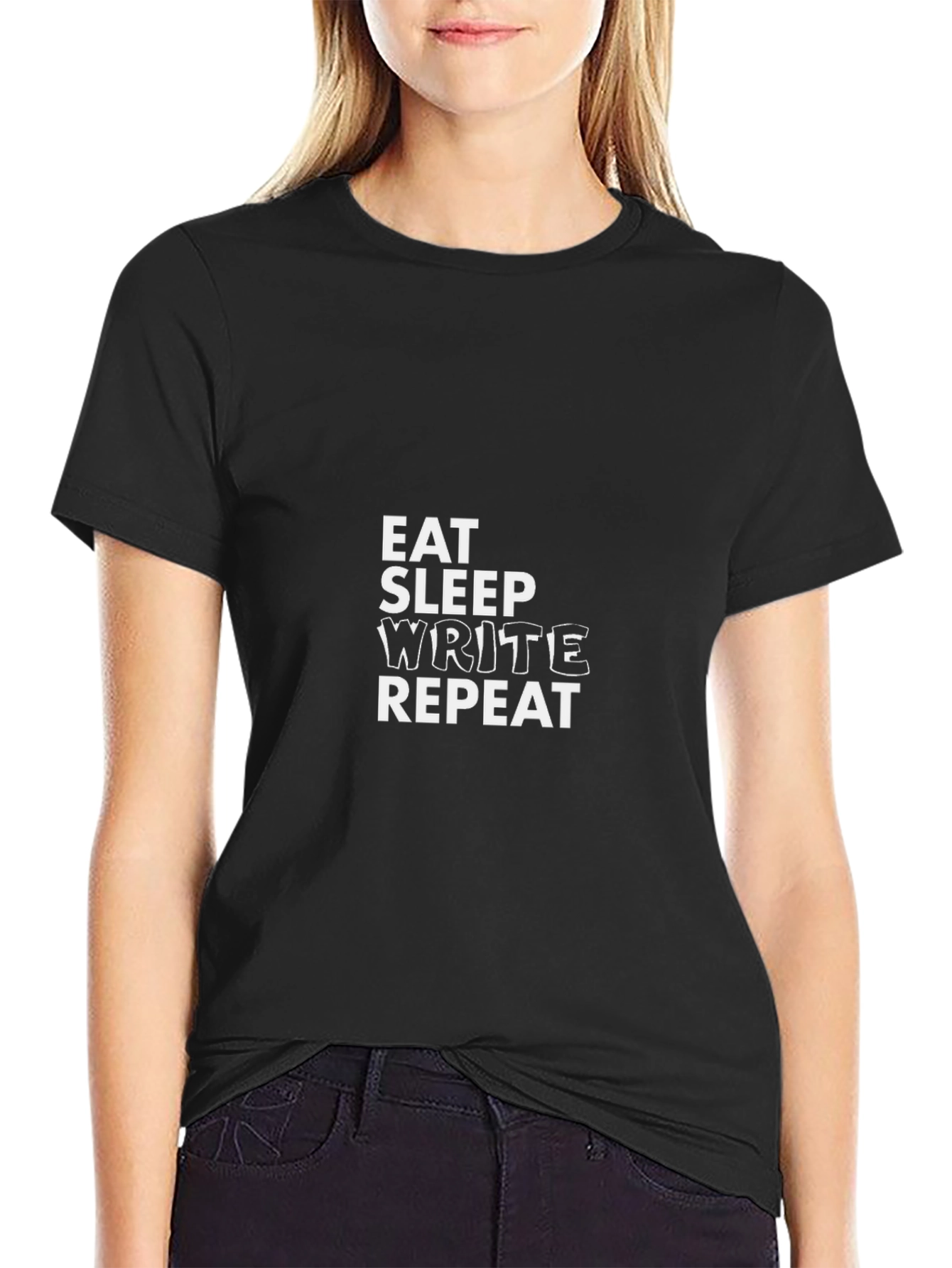 Eat Sleep Write Repeat Graphic Tee - Black T-Shirt