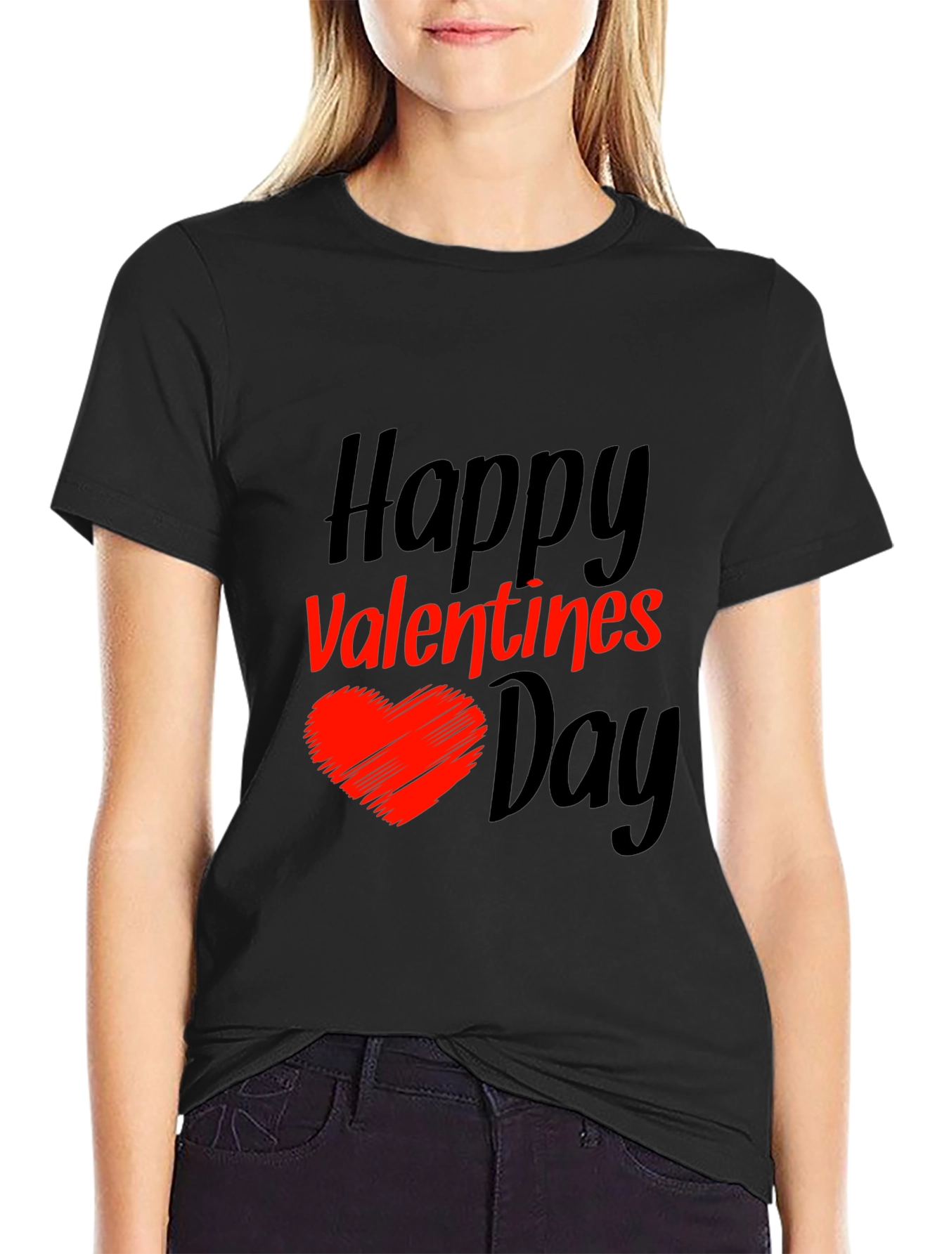 Happy Valentines Day Black T-Shirt