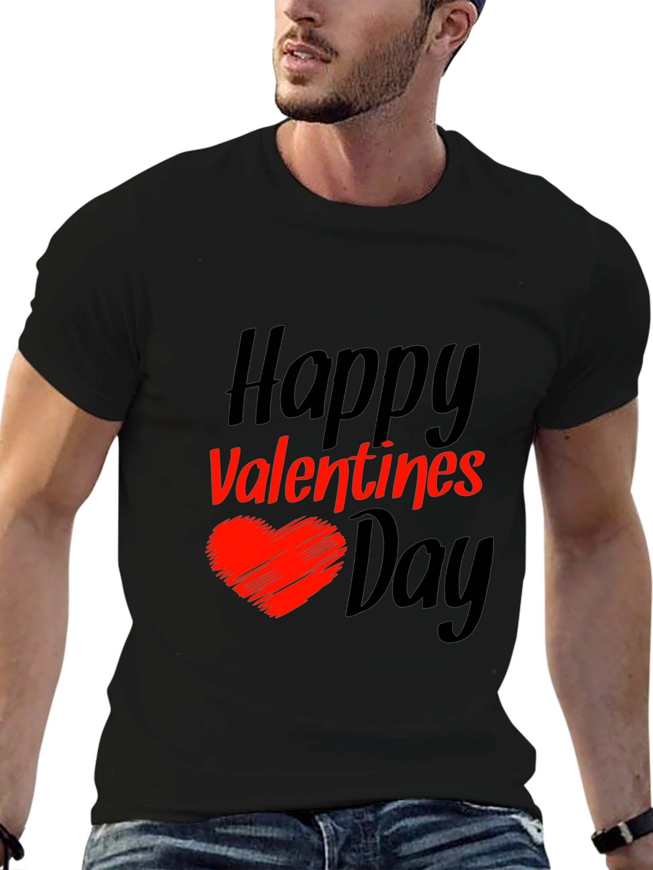 Happy Valentines Day Black T-Shirt