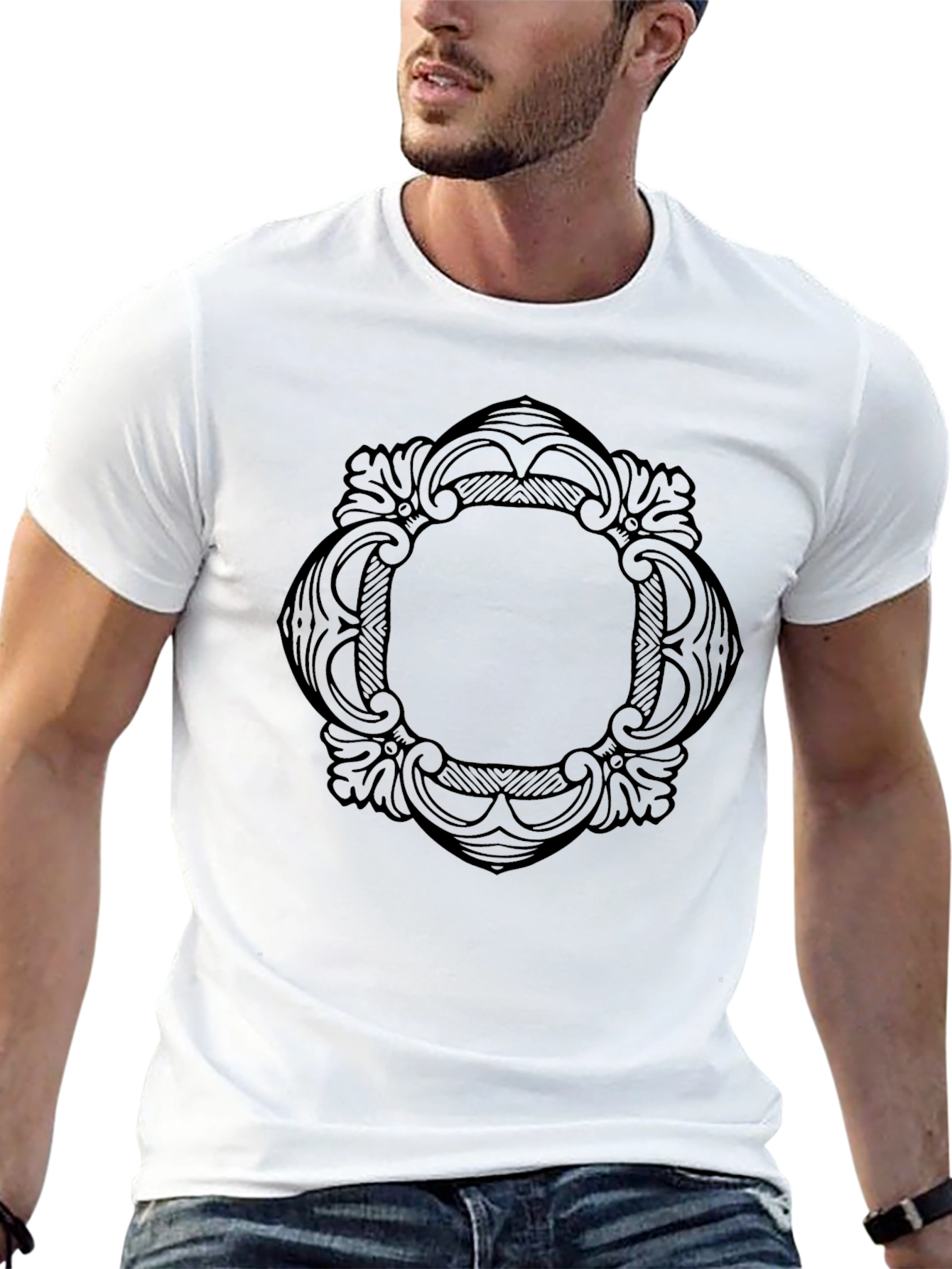 Elegant Black Ornamental Medallion Tee