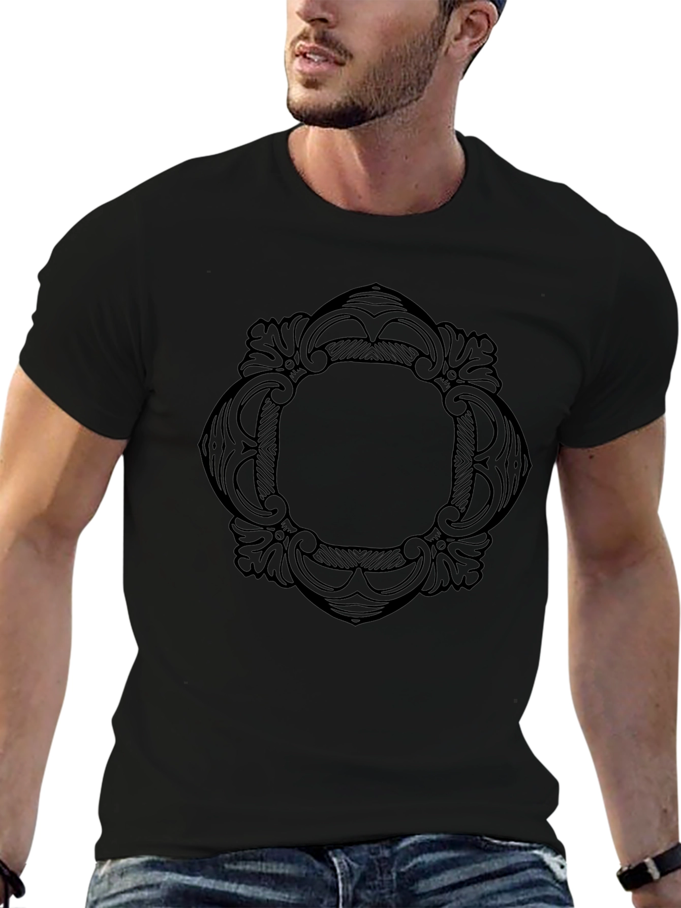 Elegant Black Ornamental Medallion Tee