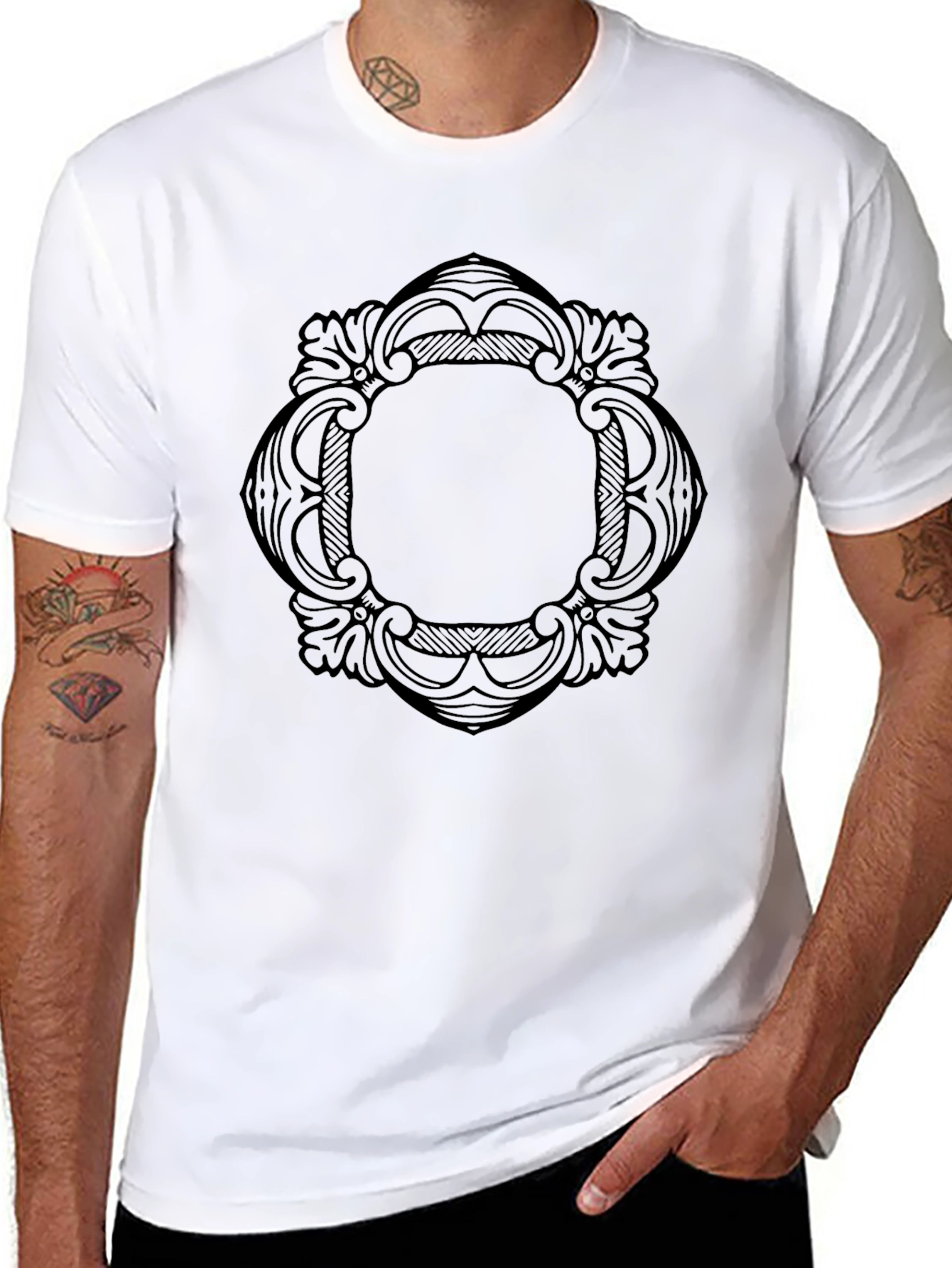 Elegant Black Ornamental Medallion Tee