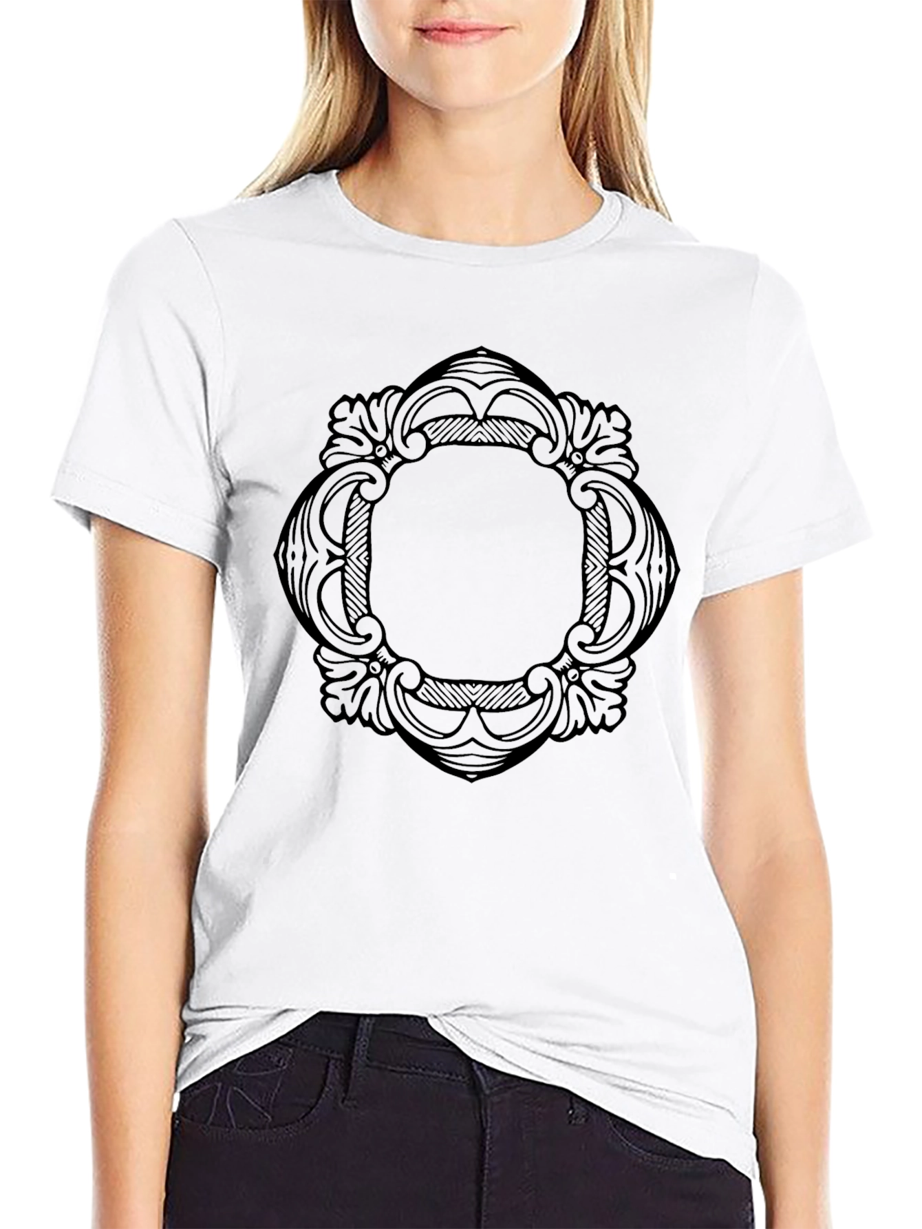 Elegant Black Ornamental Medallion Tee