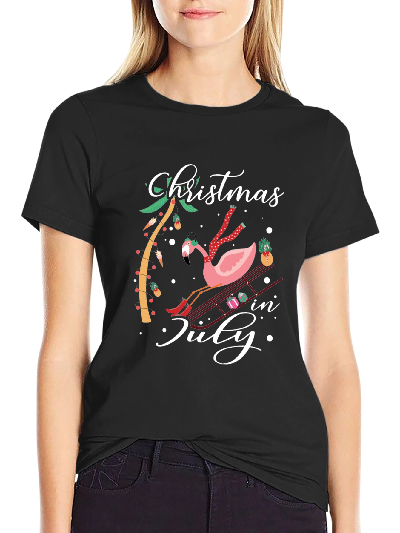Christmas in July Flamingo T-Shirt