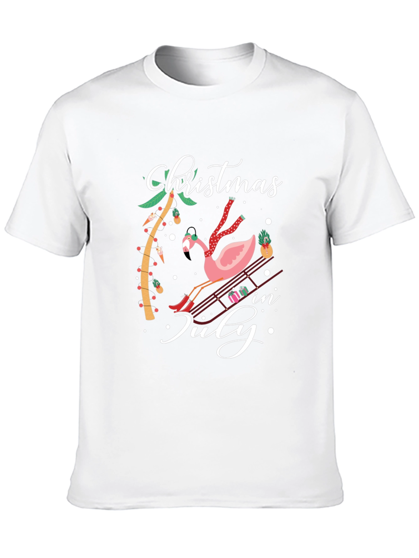 Christmas in July Flamingo T-Shirt