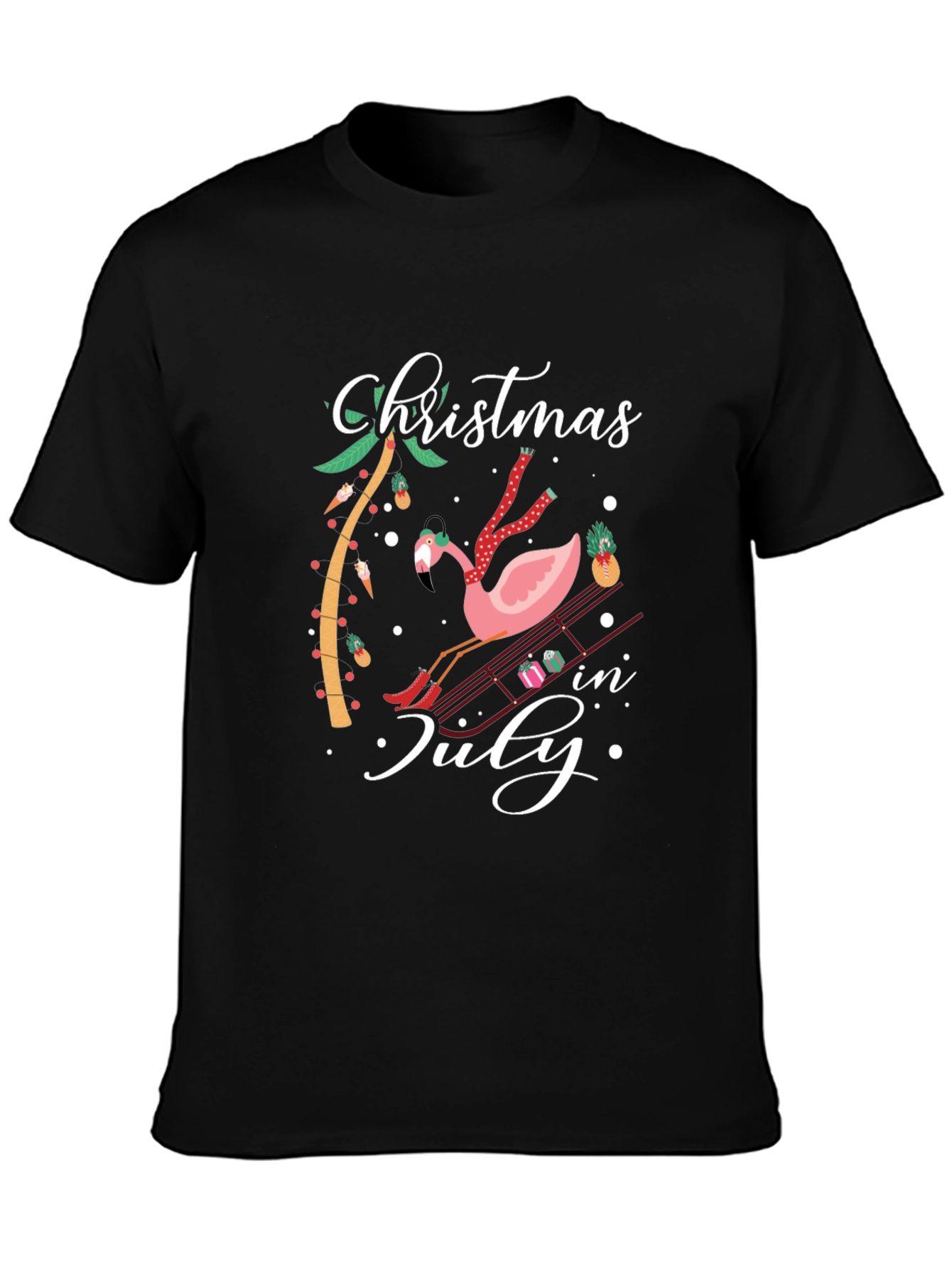 Christmas in July Flamingo T-Shirt
