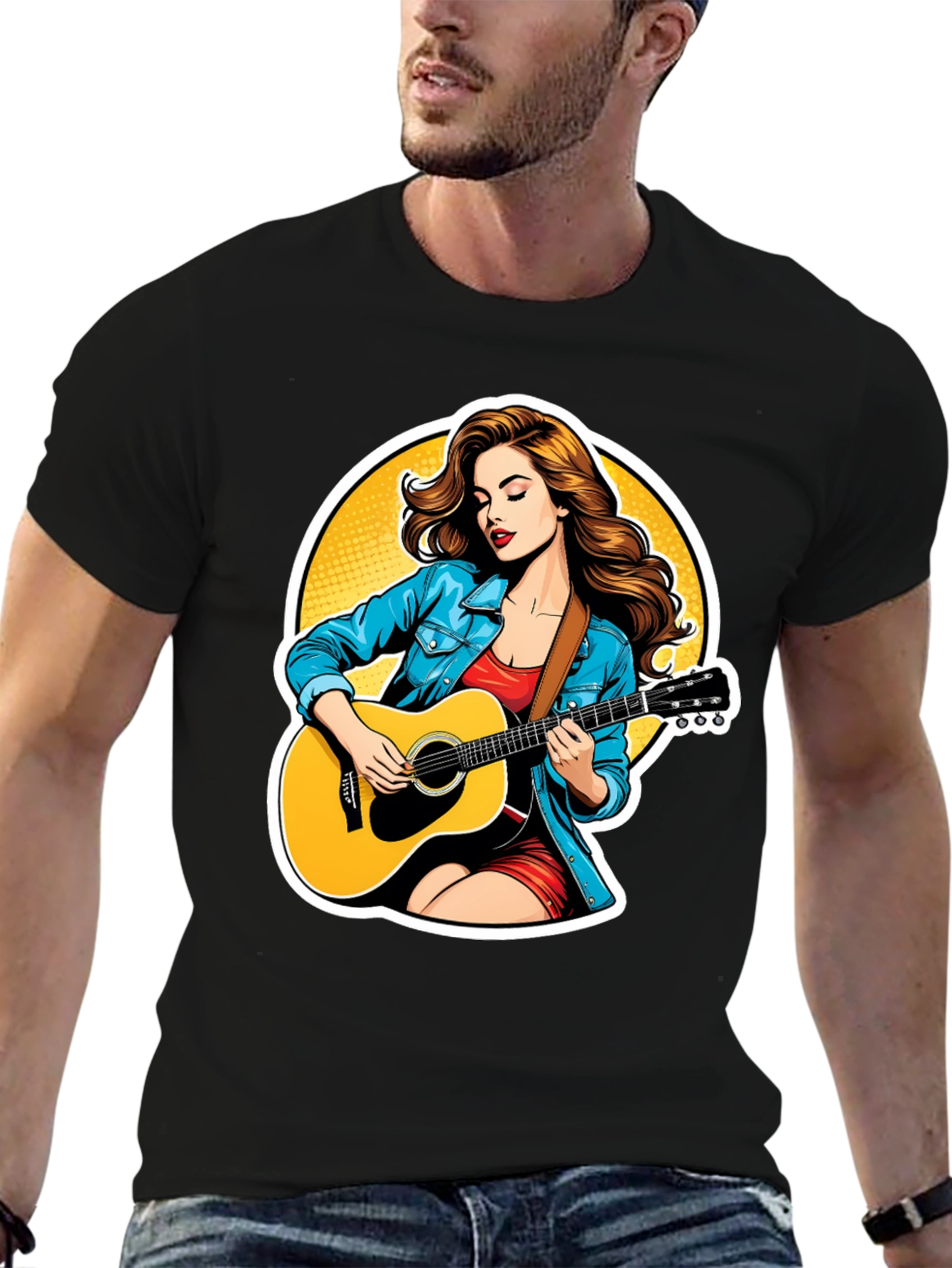 Guitar Girl Graphic Tee - Cool Casual Style