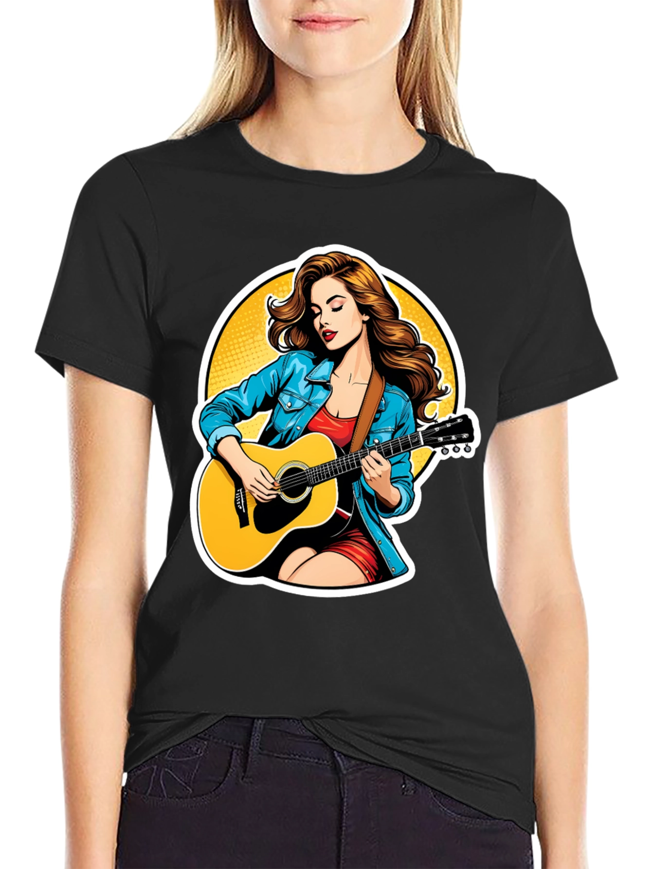 Guitar Girl Graphic Tee - Cool Casual Style
