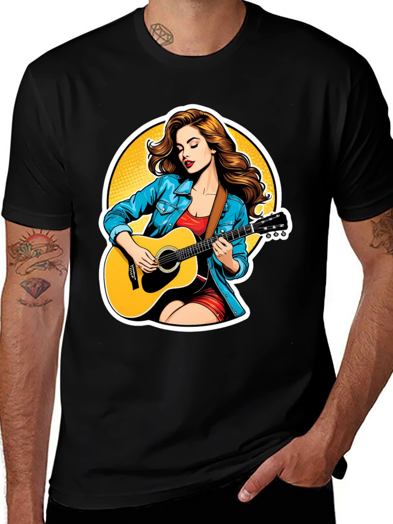 Guitar Girl Graphic Tee - Cool Casual Style