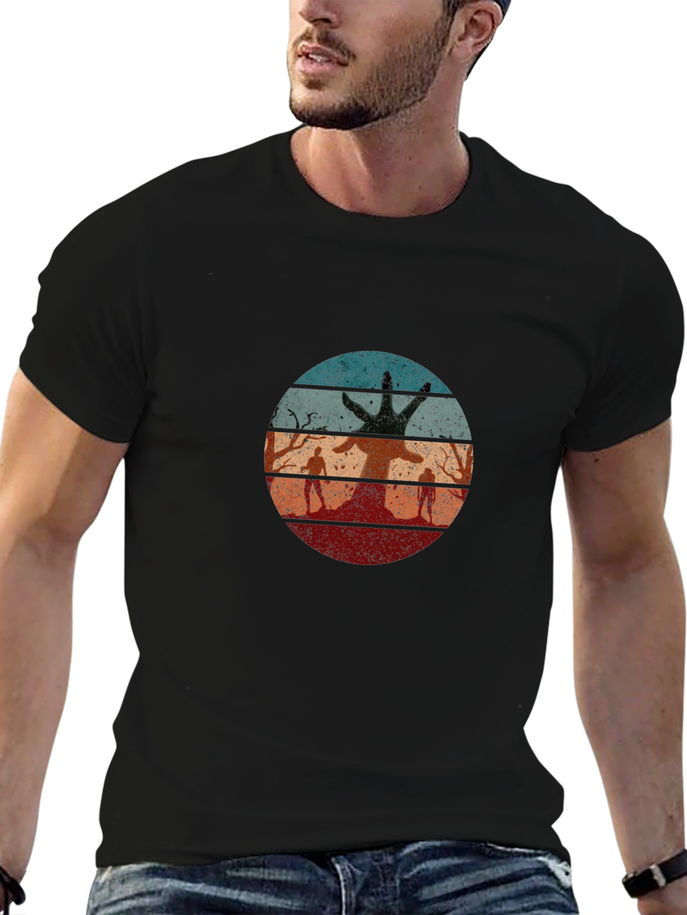Retro Zombie Tree Graphic T-Shirt