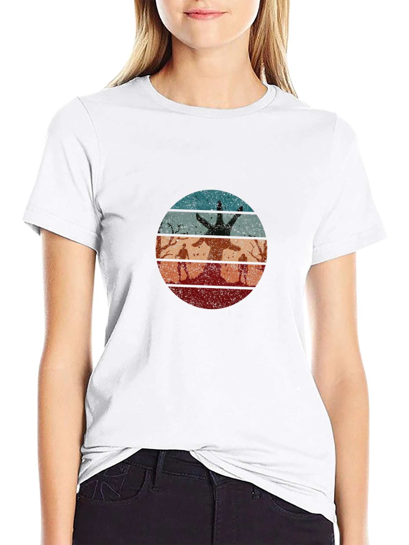 Retro Zombie Tree Graphic T-Shirt