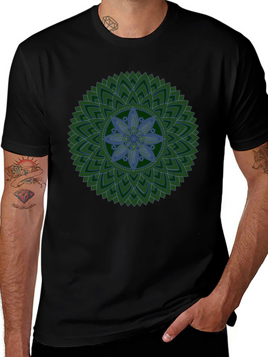 Mandala Print Black T-Shirt - Unique Design