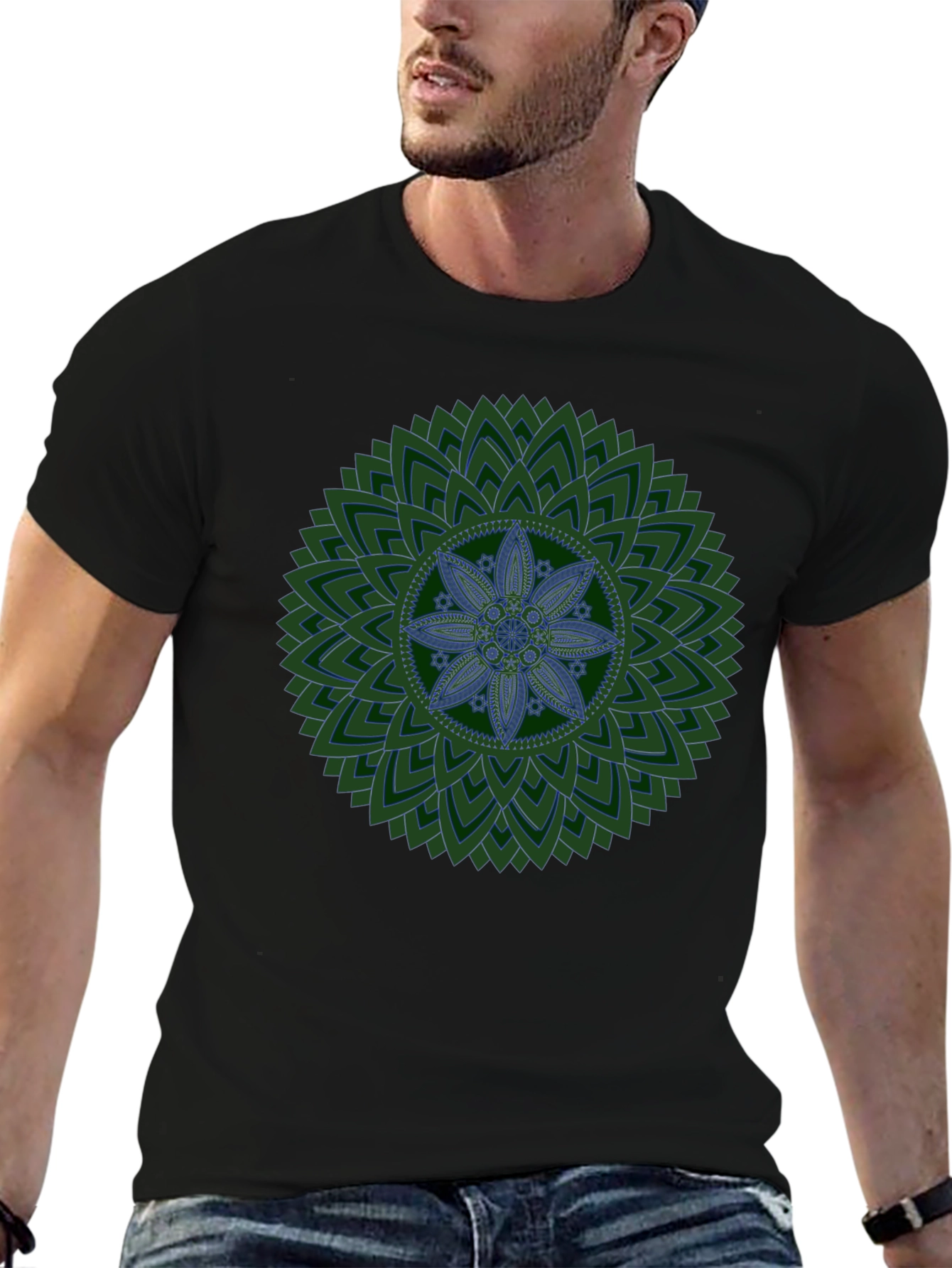 Mandala Print Black T-Shirt - Unique Design