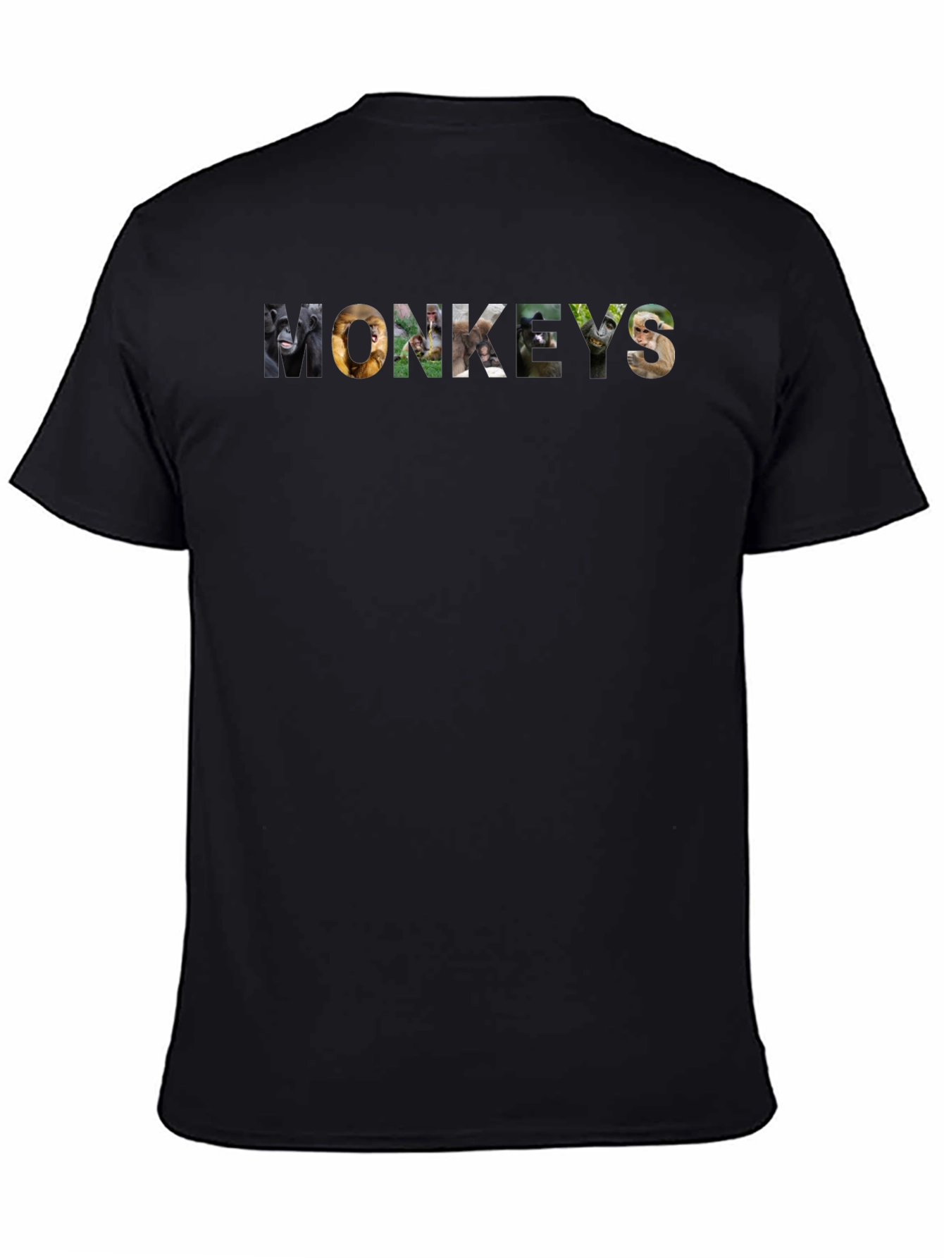 Monkeys Graphic Print Black T-Shirt