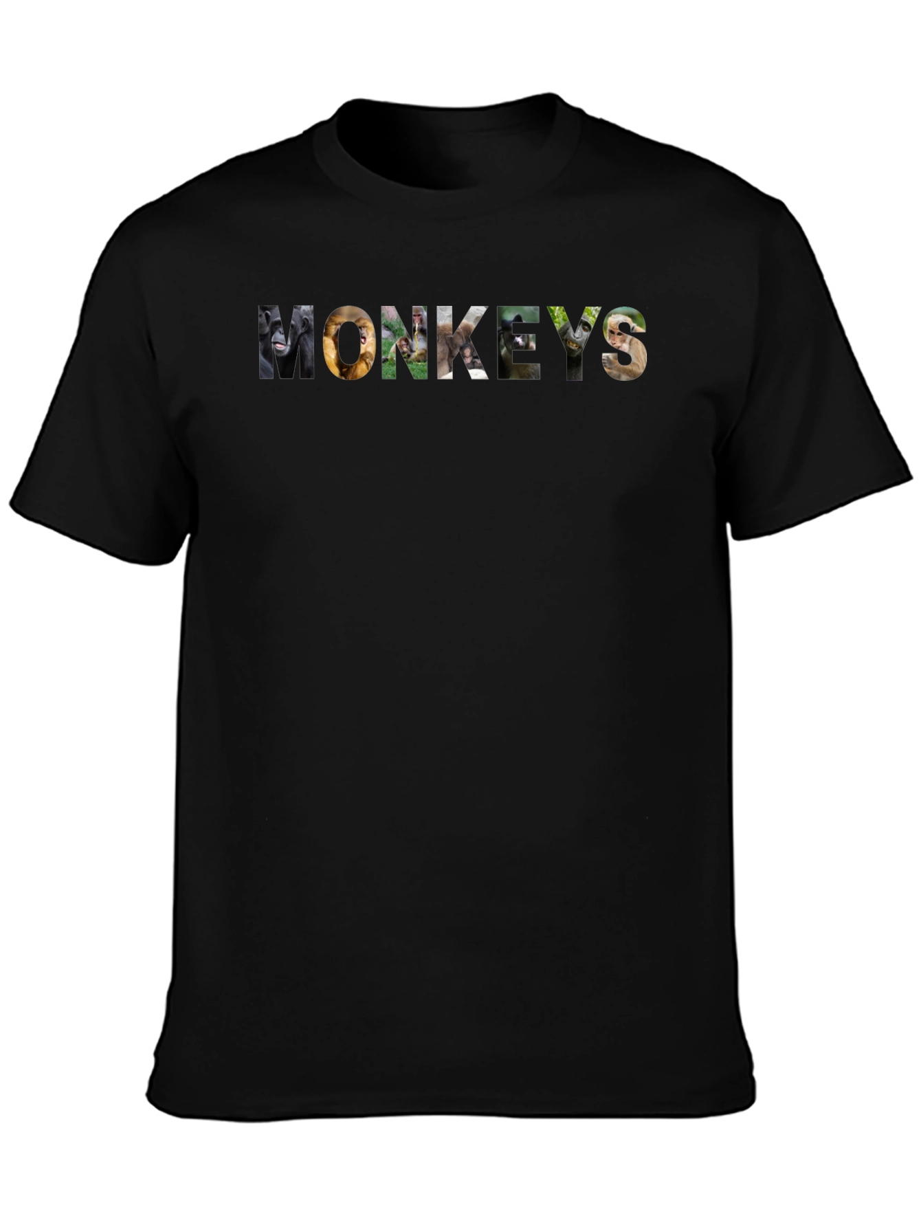 Monkeys Graphic Print Black T-Shirt