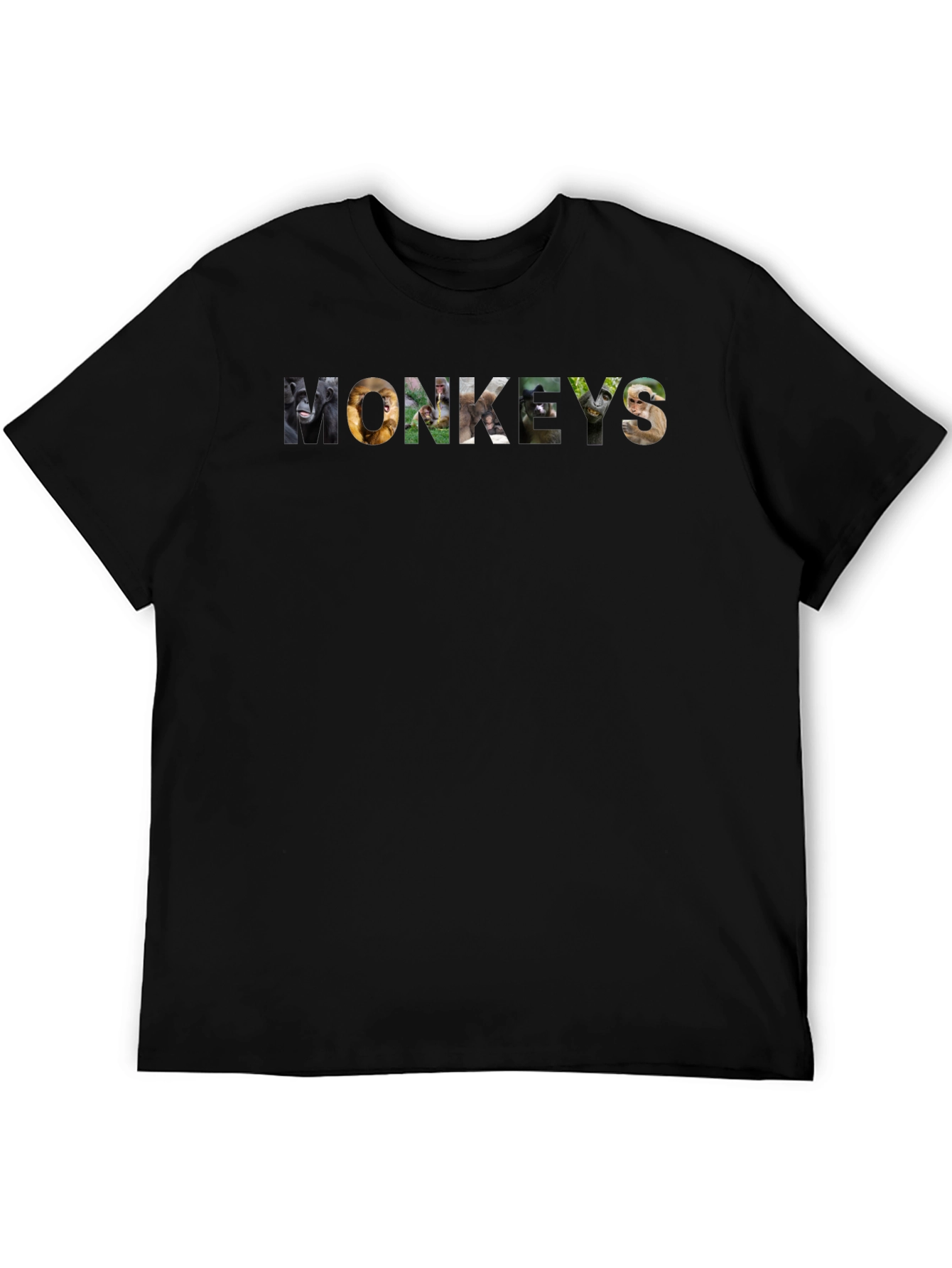 Monkeys Graphic Print Black T-Shirt