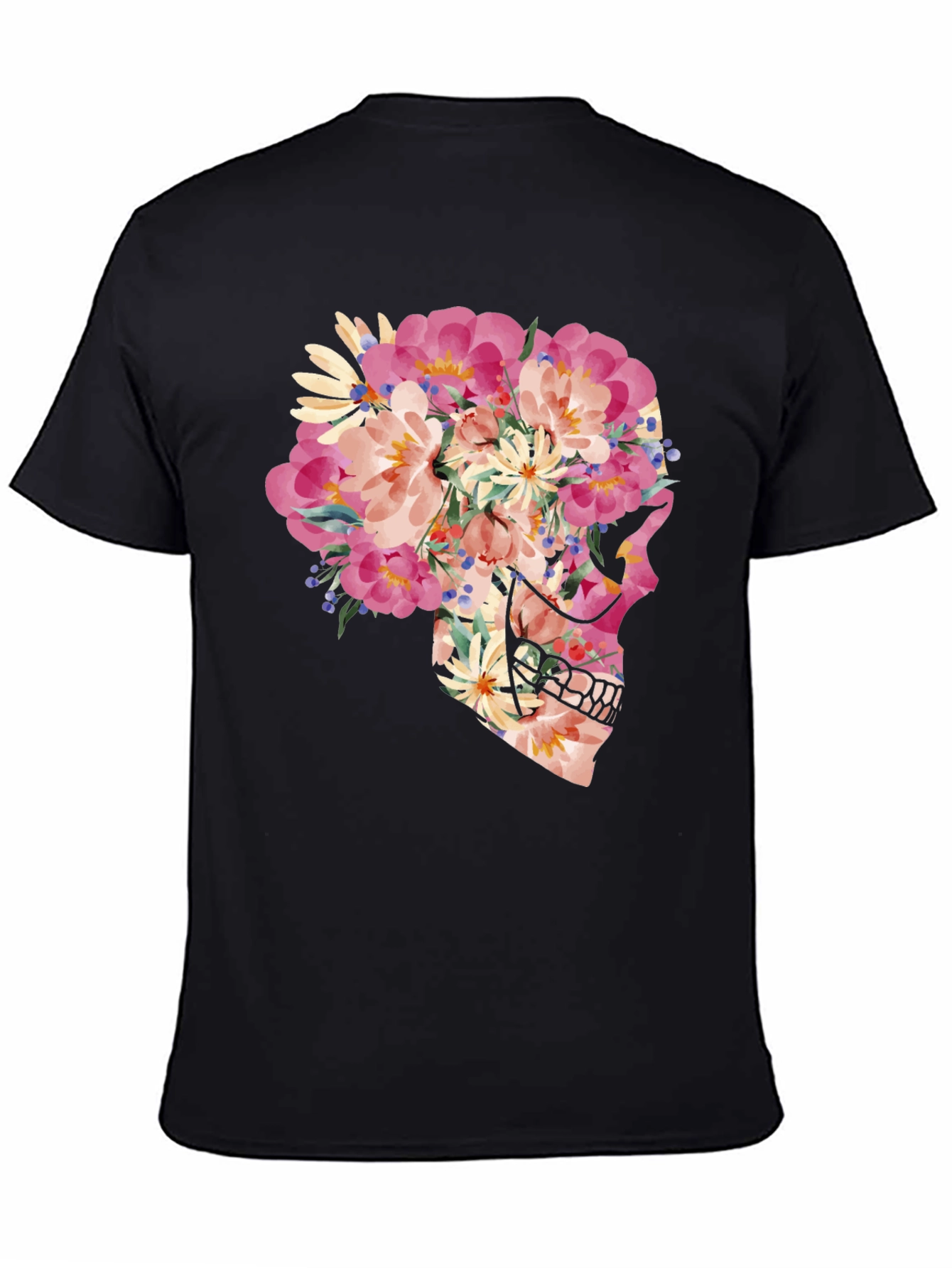 Floral Skull Graphic T-Shirt - Unique Art Tee