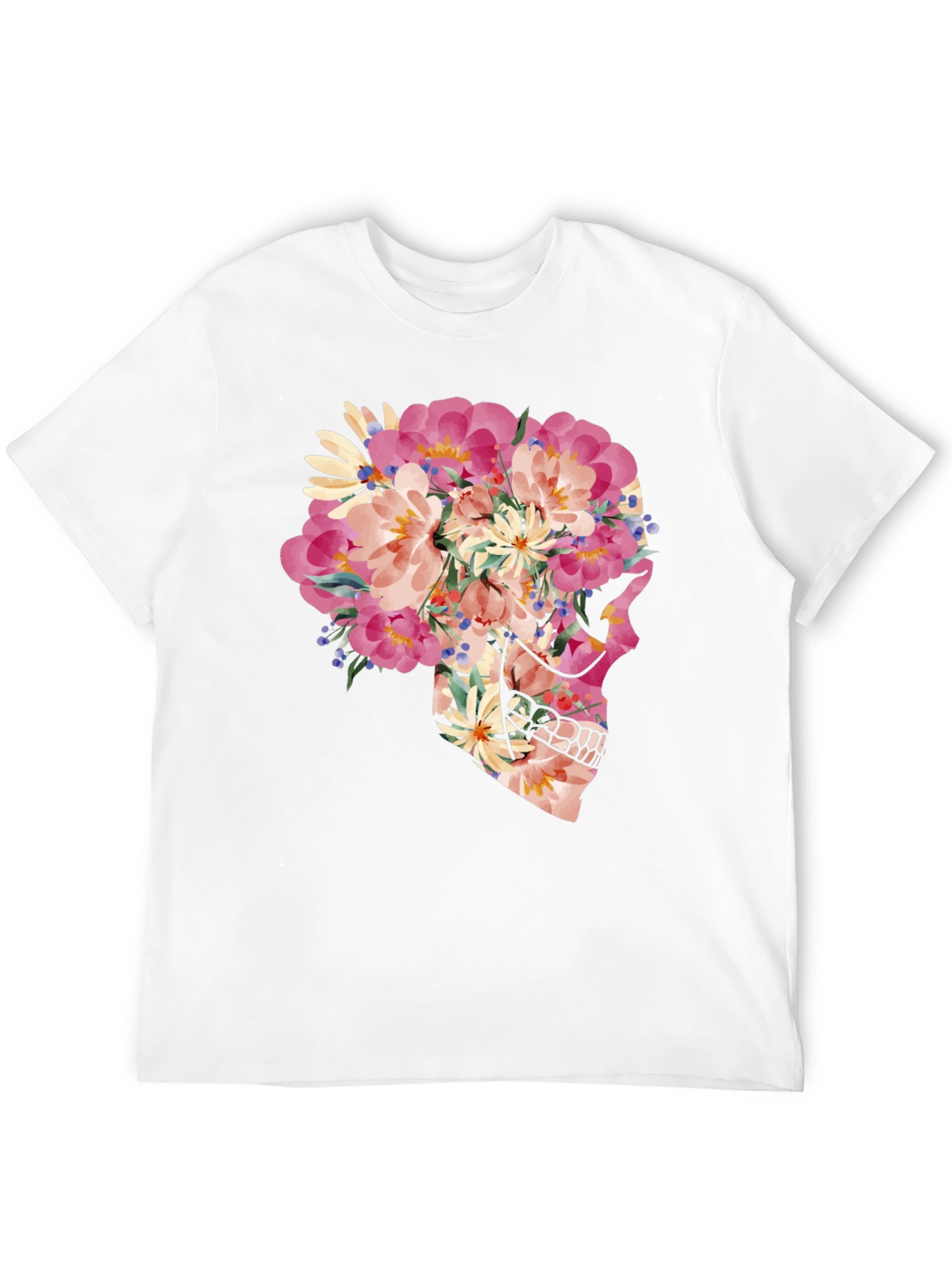 Floral Skull Graphic T-Shirt - Unique Art Tee