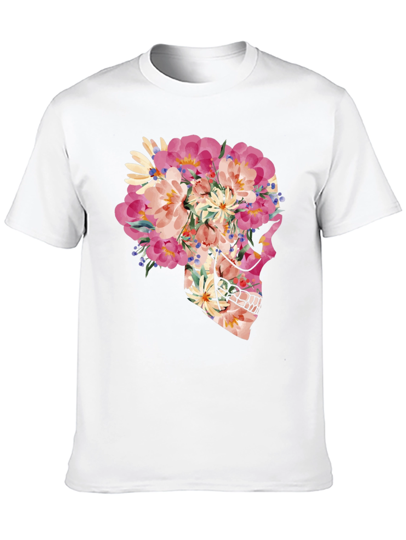 Floral Skull Graphic T-Shirt - Unique Art Tee