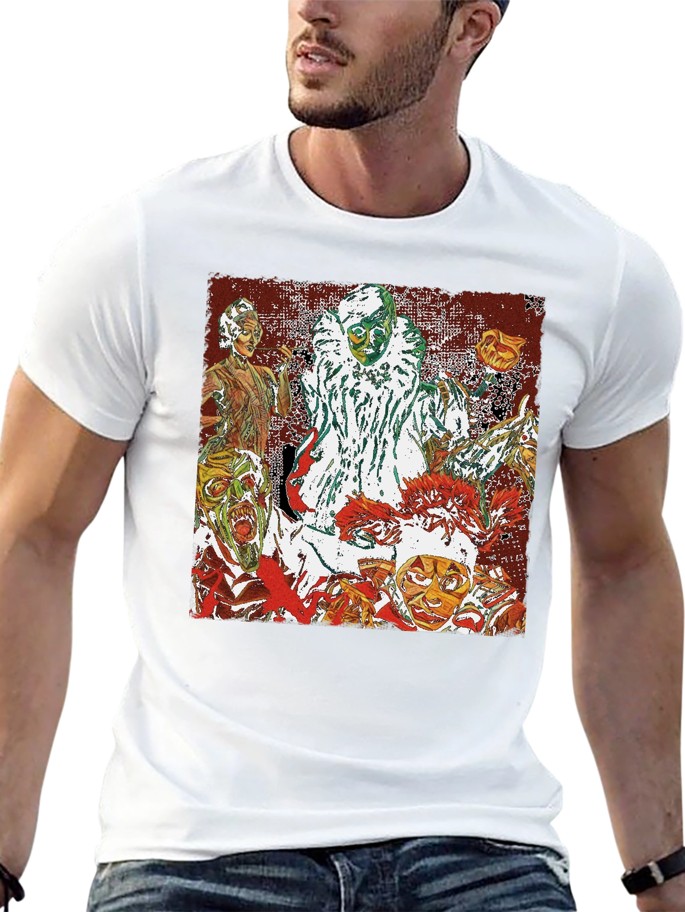 Creepy Clown Horror Graphic Tee - Black