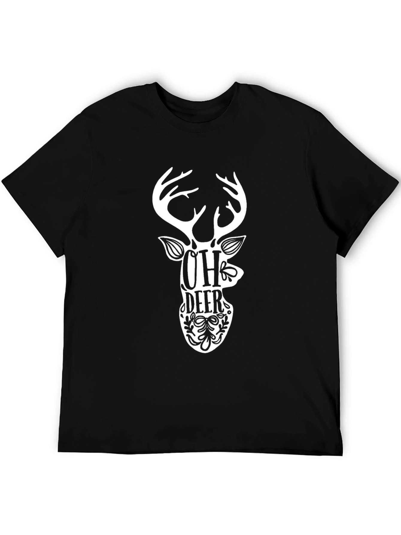 Oh Deer Graphic Tee - Black Cotton T-Shirt