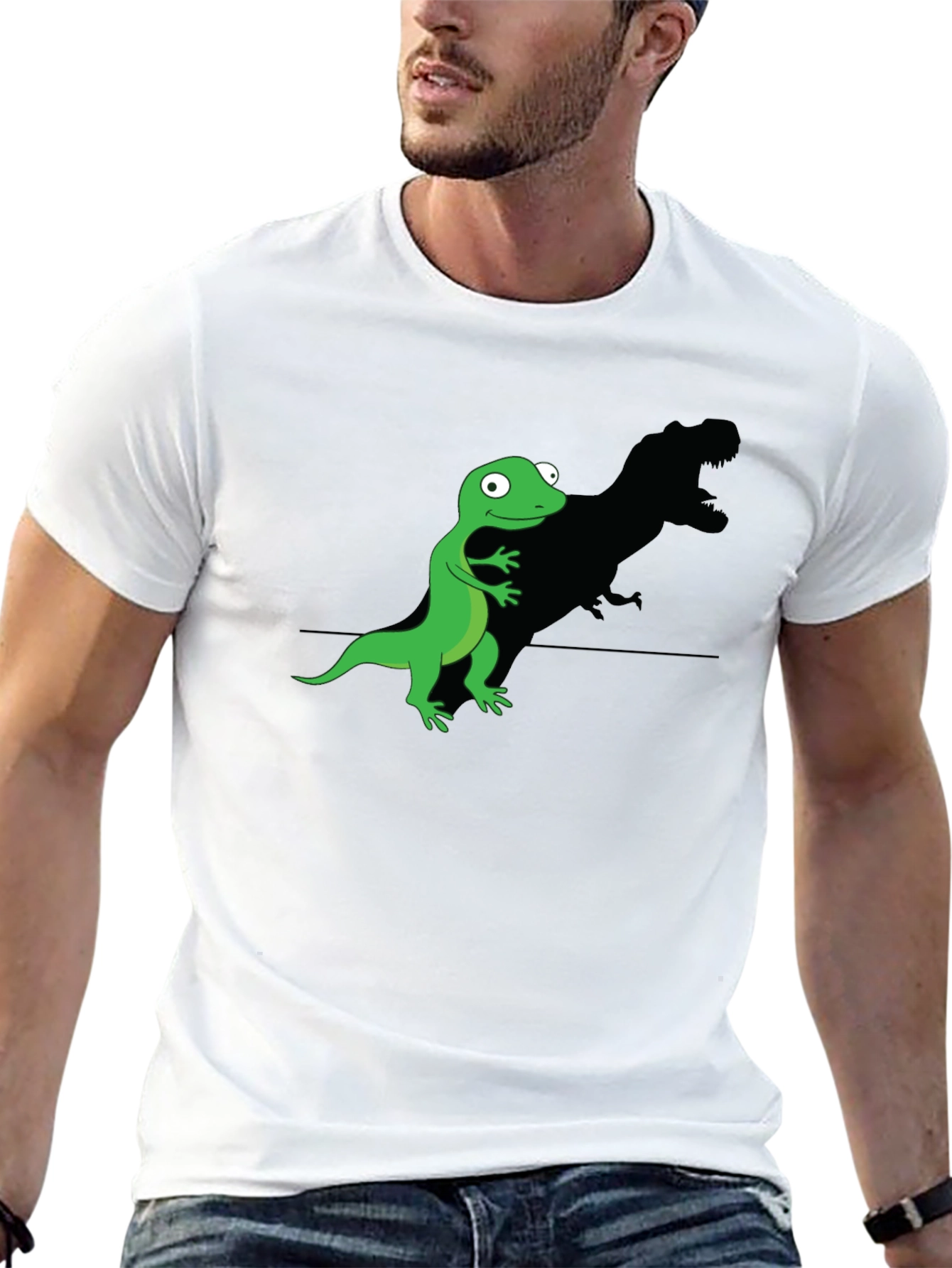 Funny Lizard T-Rex Shadow Graphic Tee