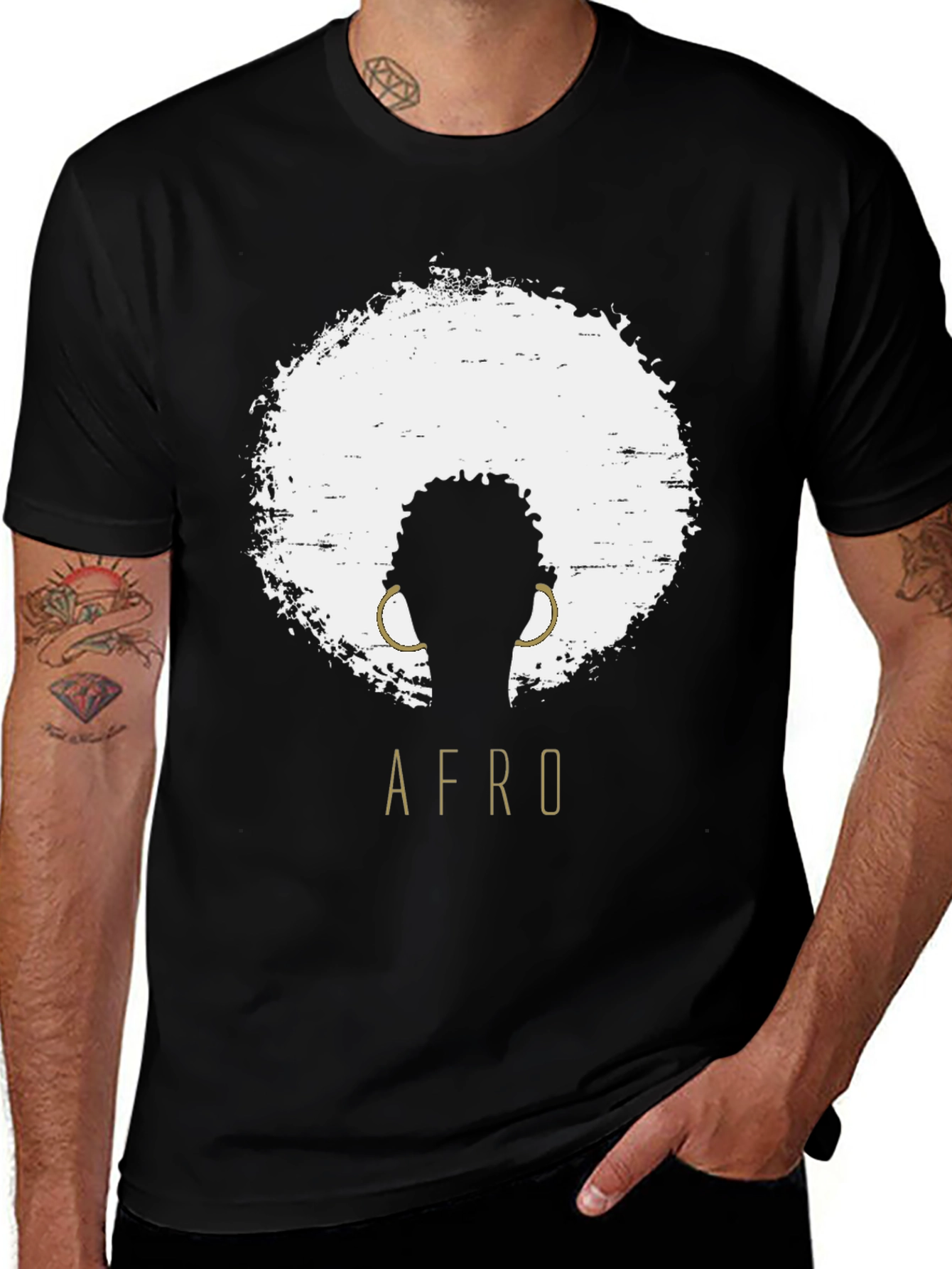Afro Silhouette Graphic Tee - Stylish Black T-Shirt