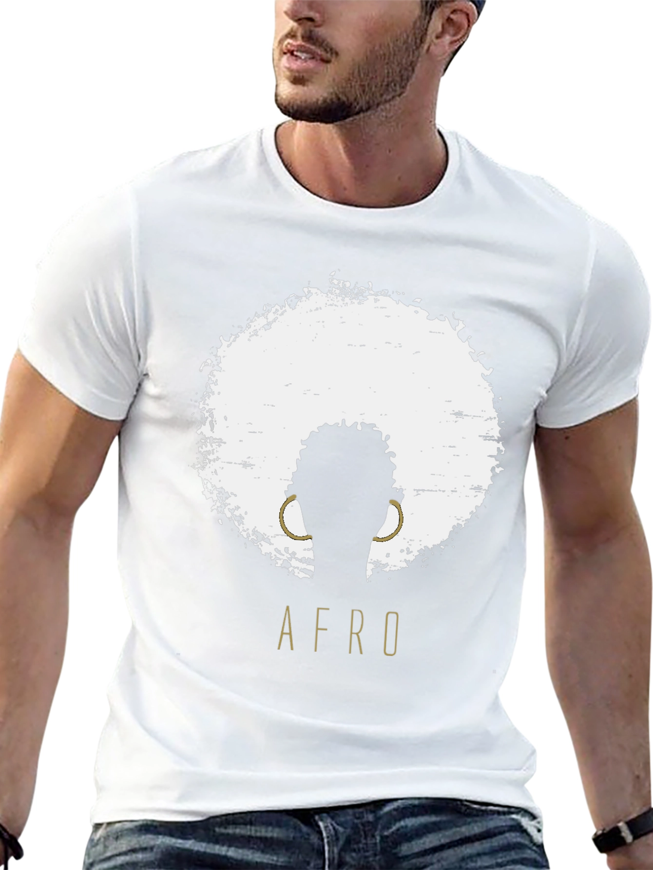 Afro Silhouette Graphic Tee - Stylish Black T-Shirt