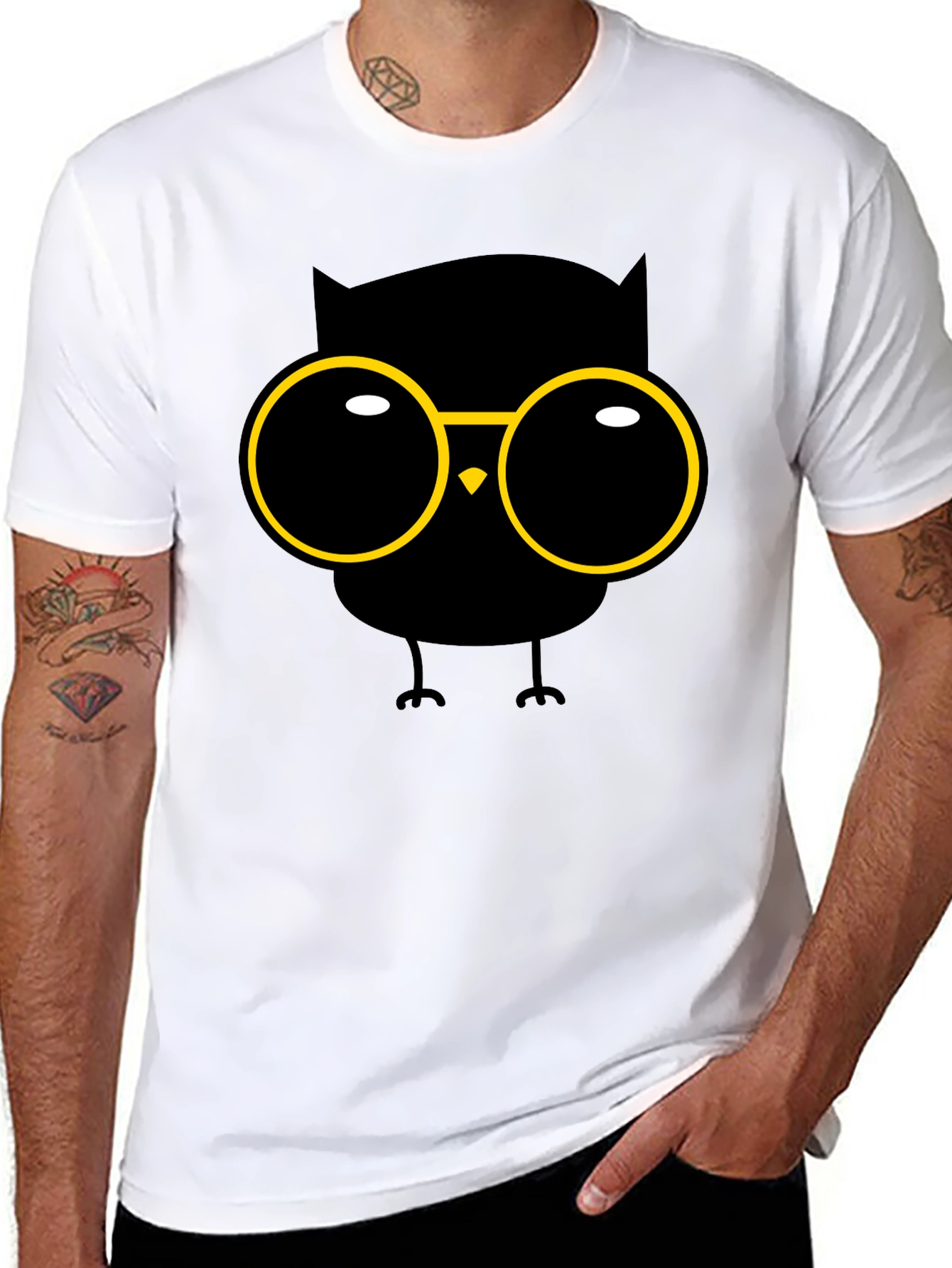 Owl with Glasses Graphic T-Shirt