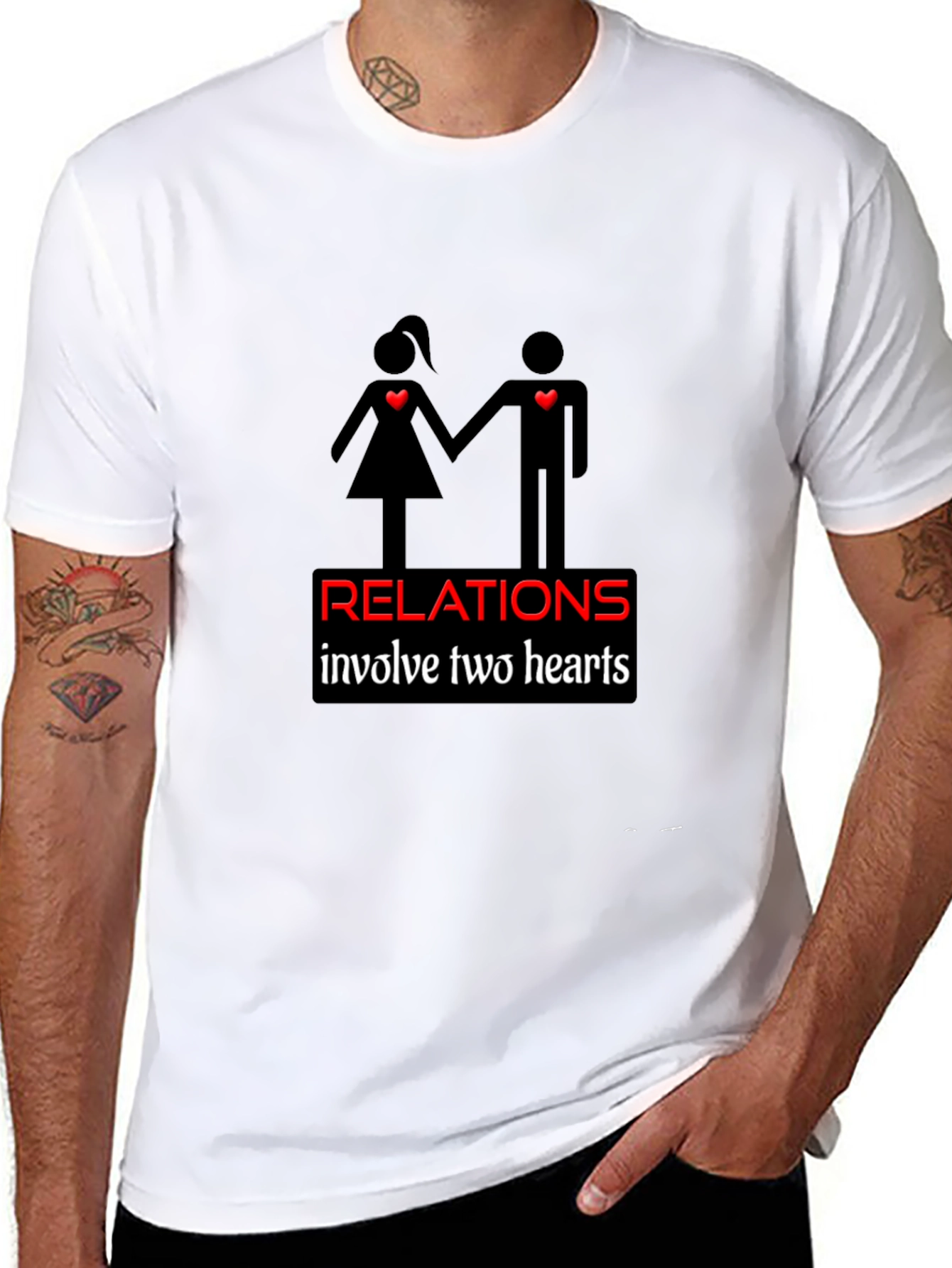 Relationships Two Hearts Black Graphic Tee