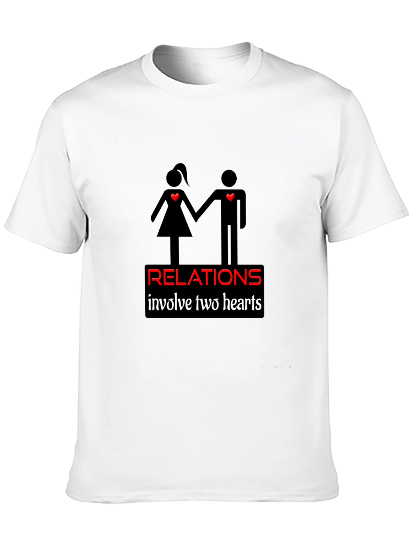 Relationships Two Hearts Black Graphic Tee