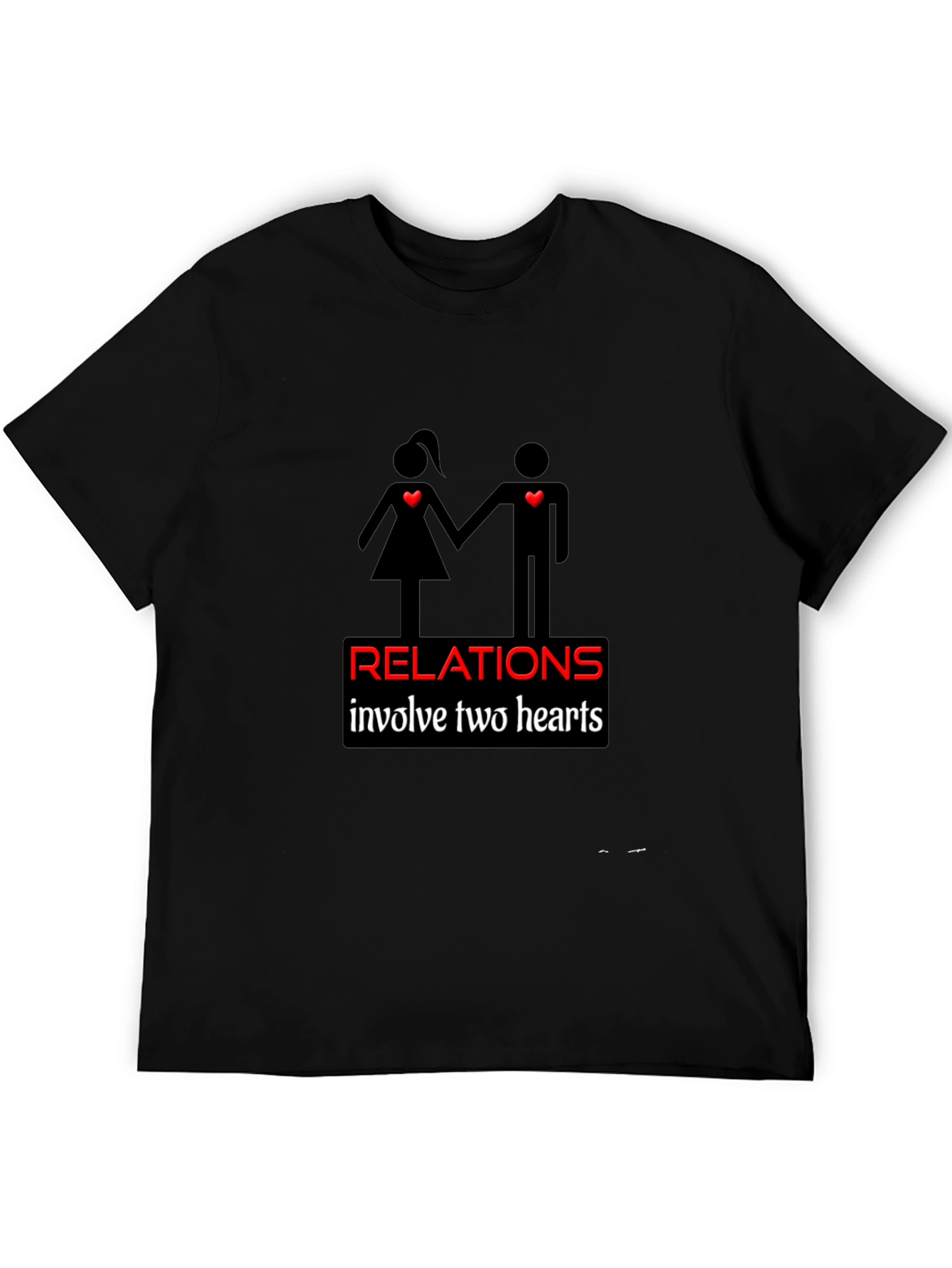 Relationships Two Hearts Black Graphic Tee