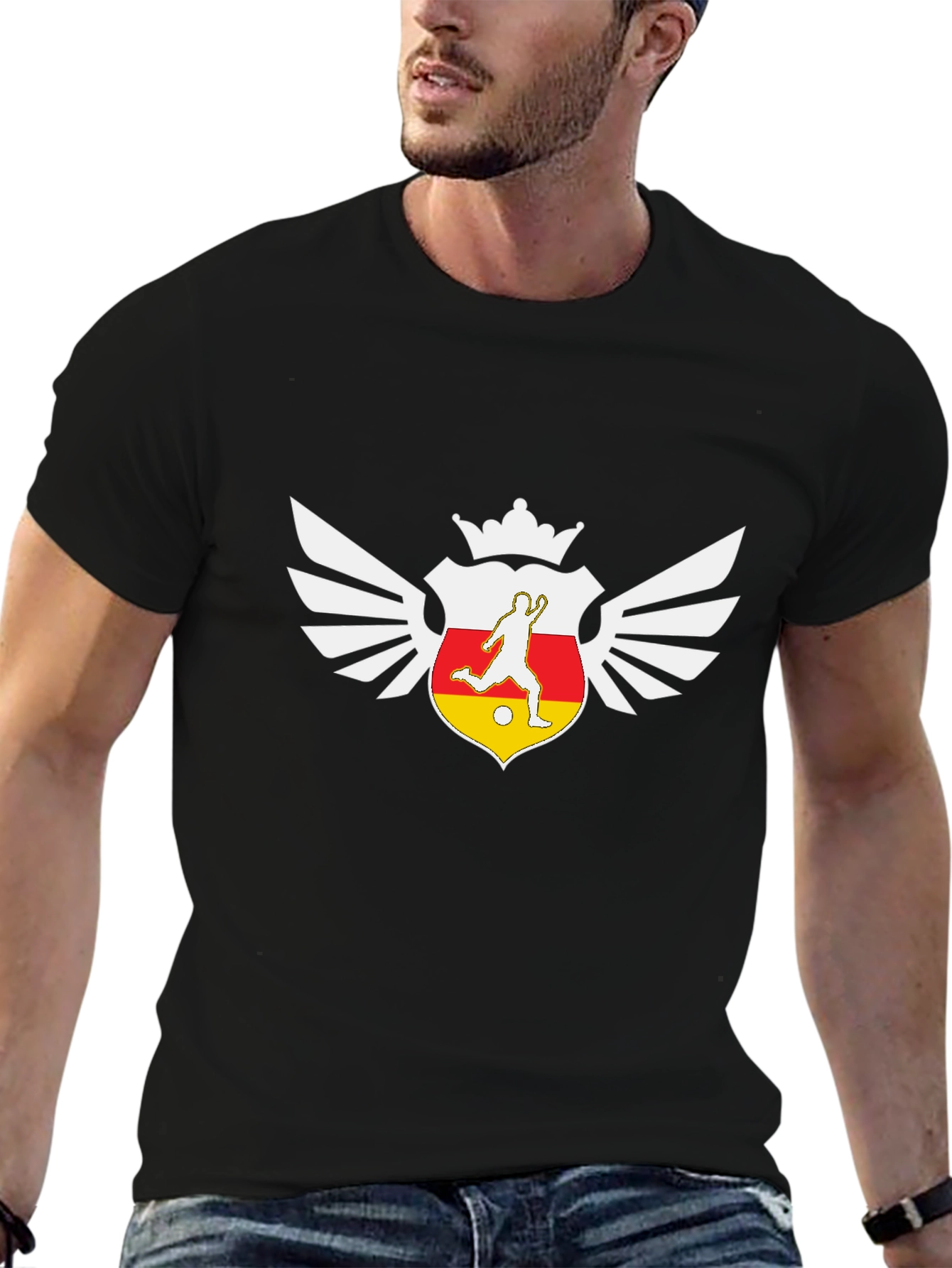 Soccer Crest Graphic Black T-Shirt