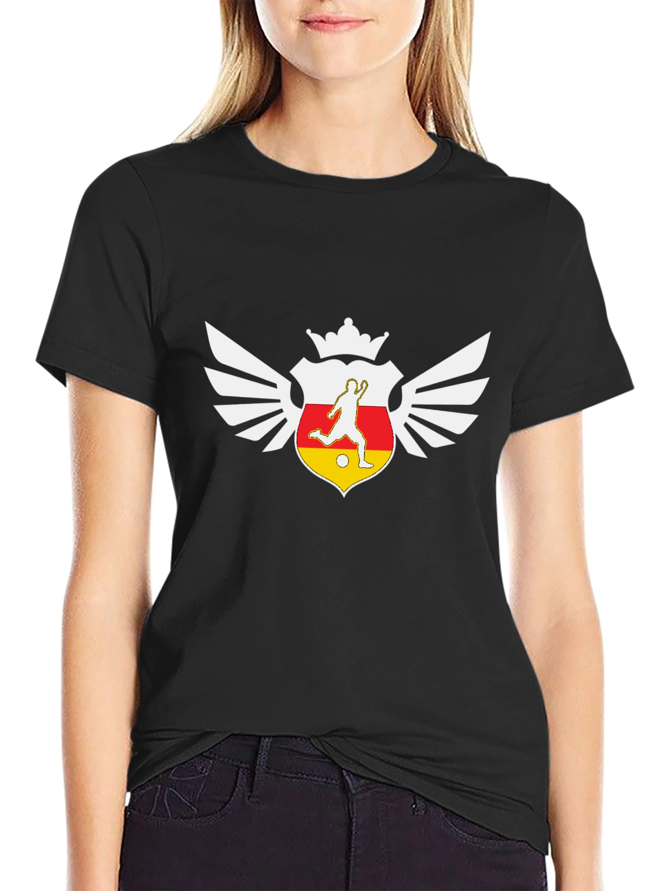 Soccer Crest Graphic Black T-Shirt