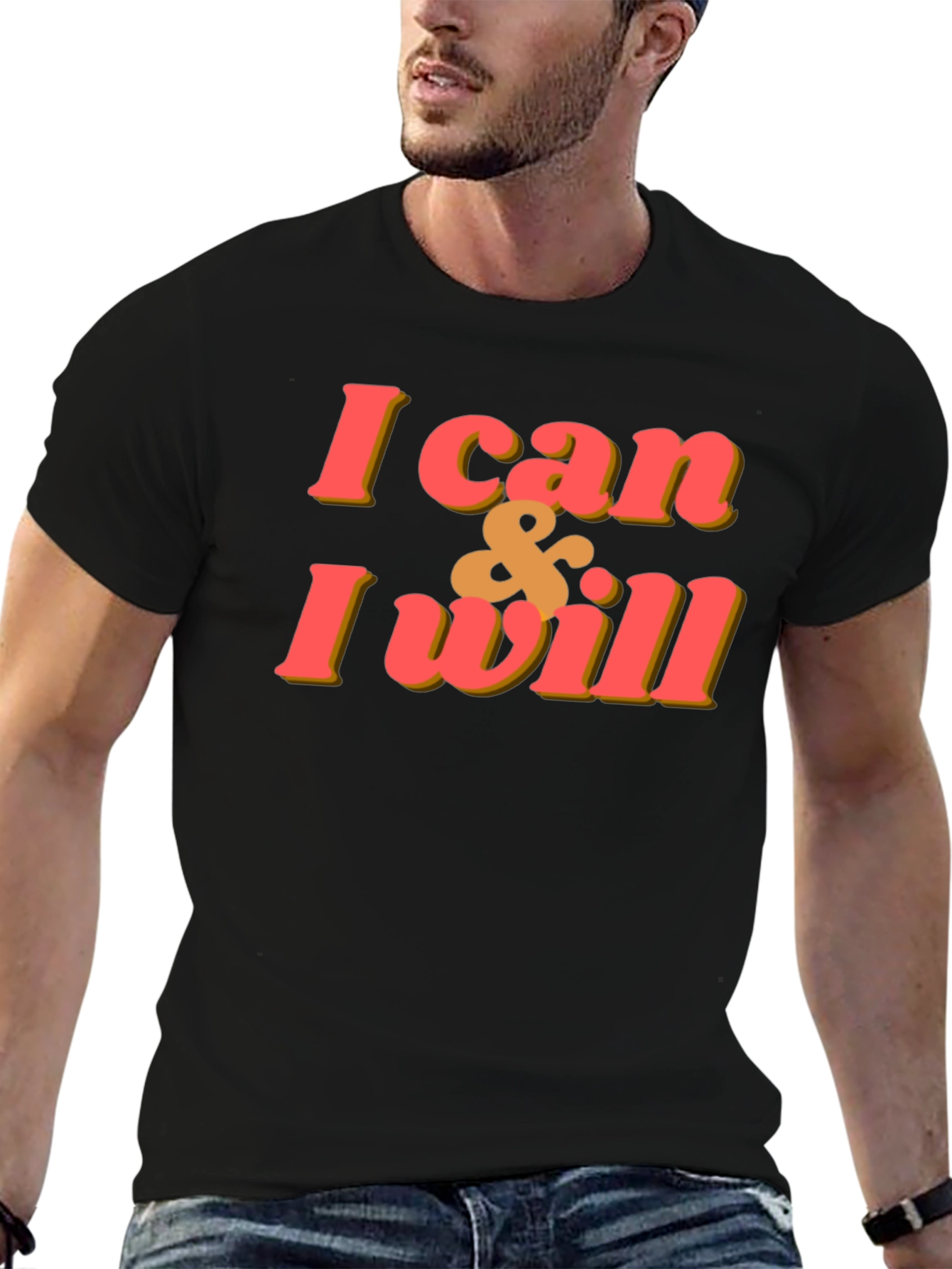 Motivational I Can & I Will Black T-Shirt