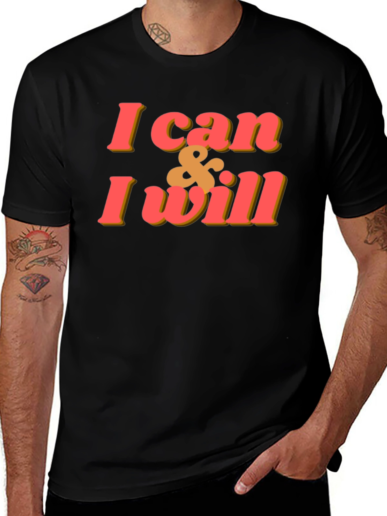 Motivational I Can & I Will Black T-Shirt