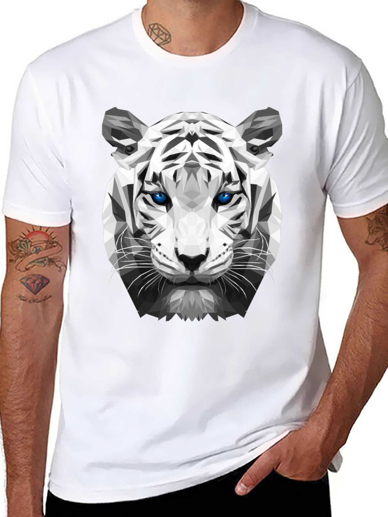Geometric Tiger Graphic Tee - Unique Streetwear