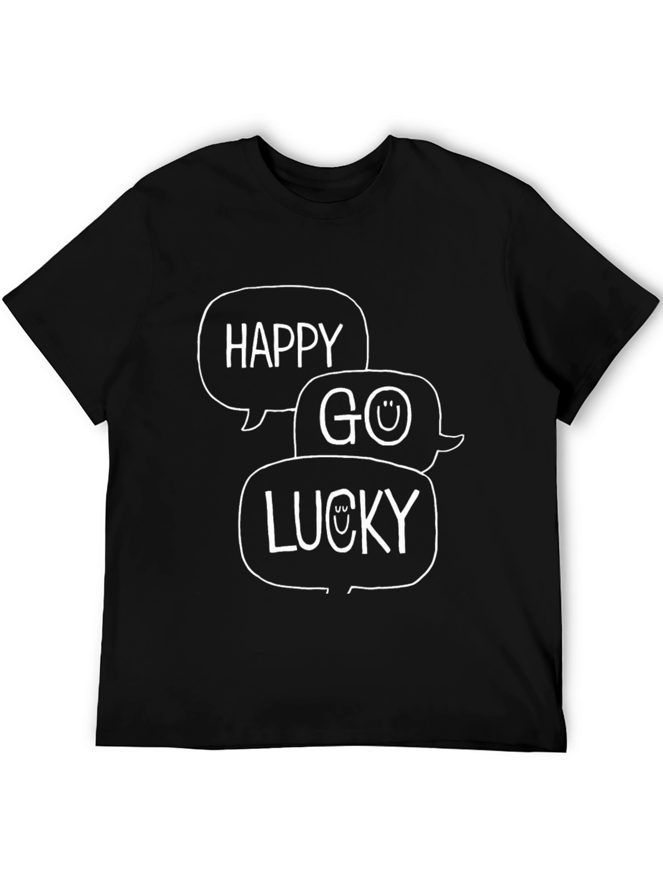 Happy Go Lucky Graphic Print Tee - Black