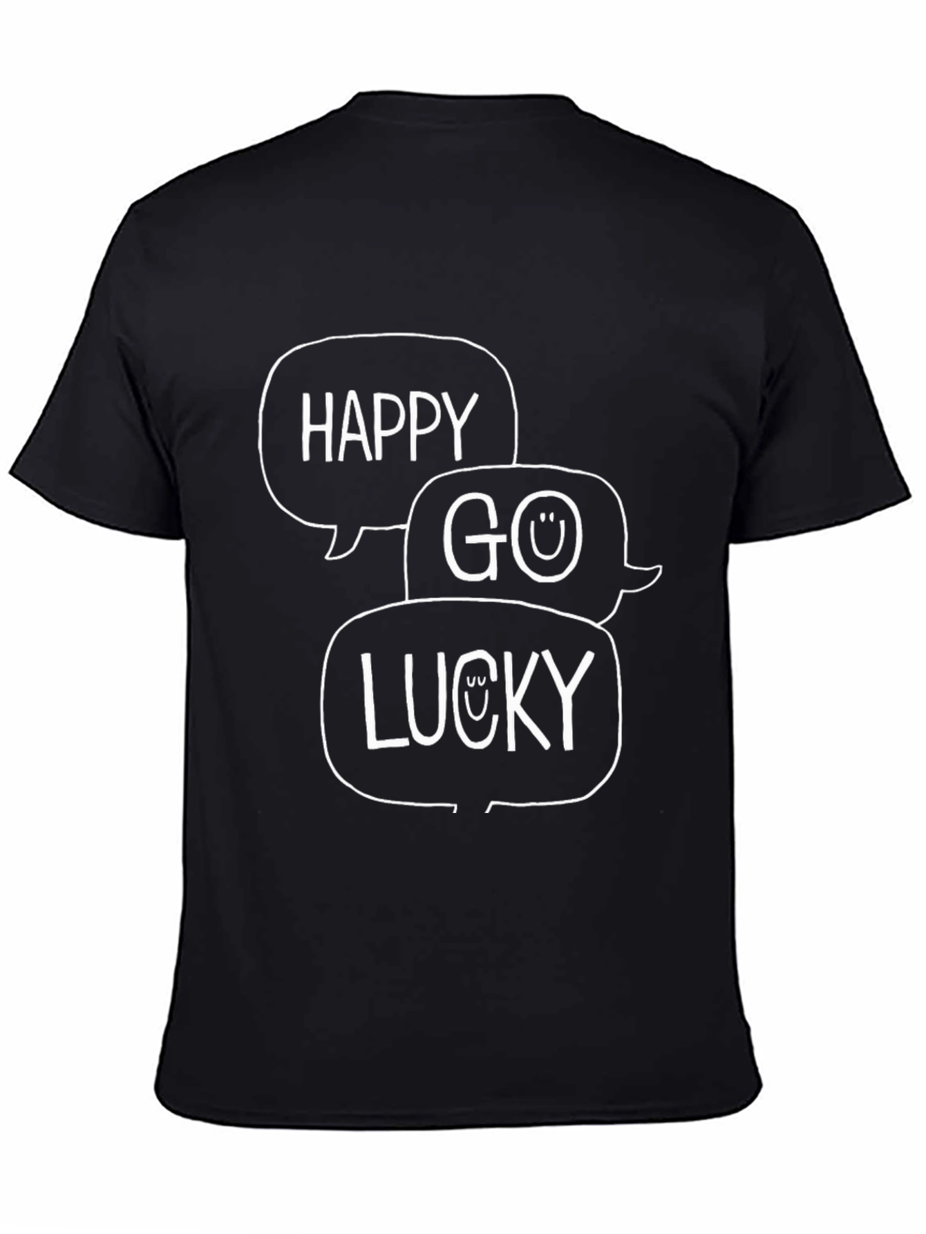 Happy Go Lucky Graphic Print Tee - Black