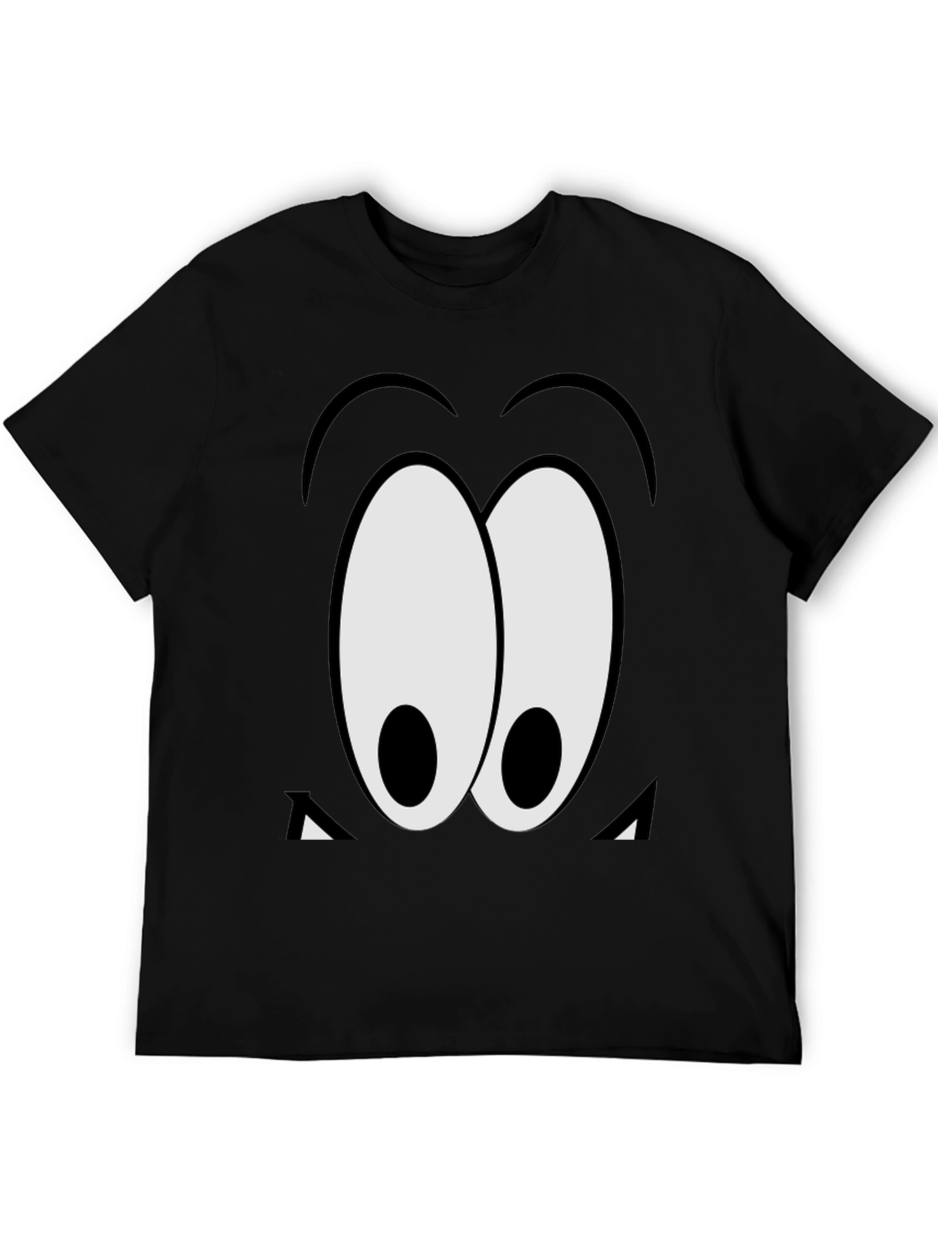 Cartoon Eyes Graphic Black T-Shirt