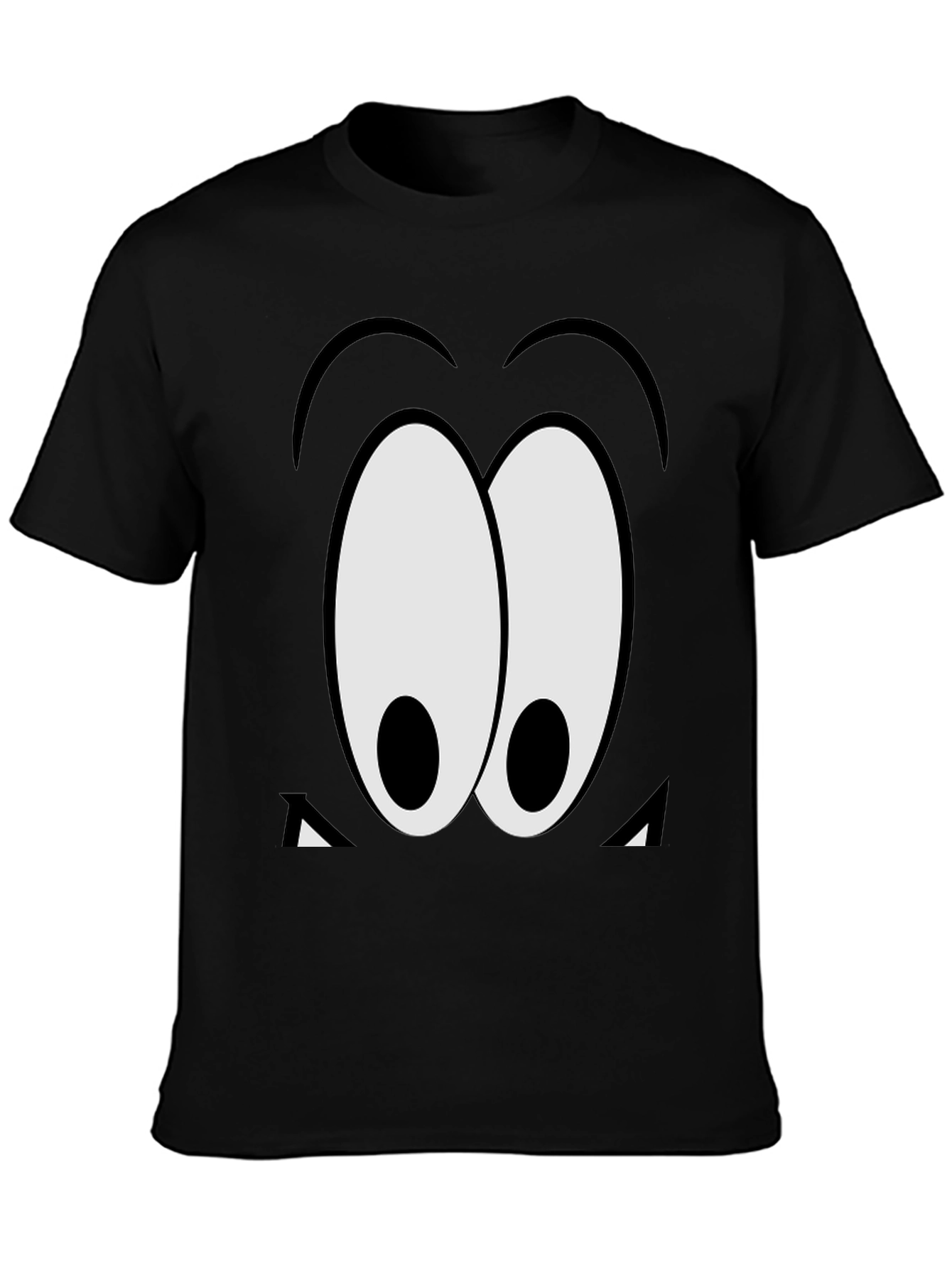 Cartoon Eyes Graphic Black T-Shirt