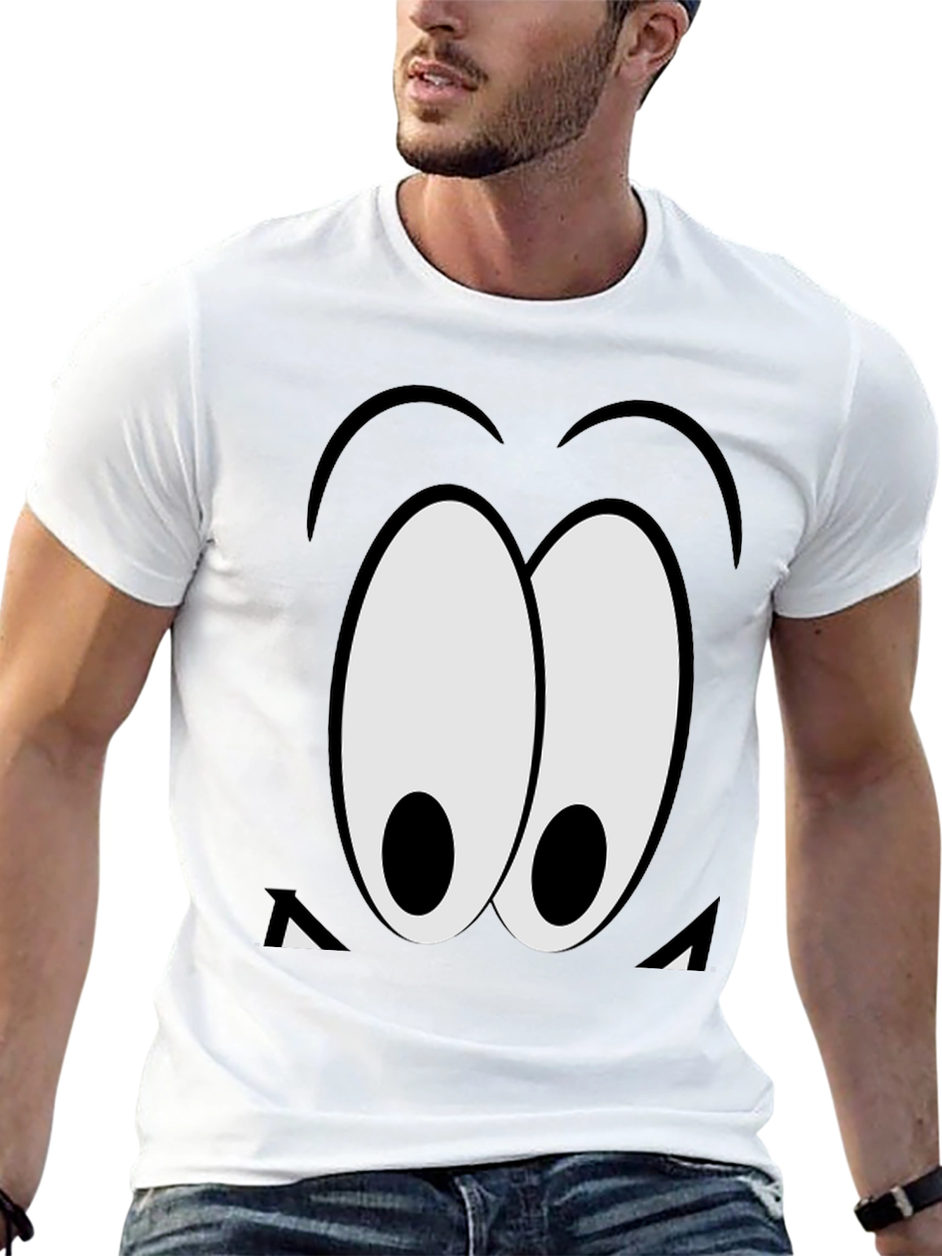 Cartoon Eyes Graphic Black T-Shirt