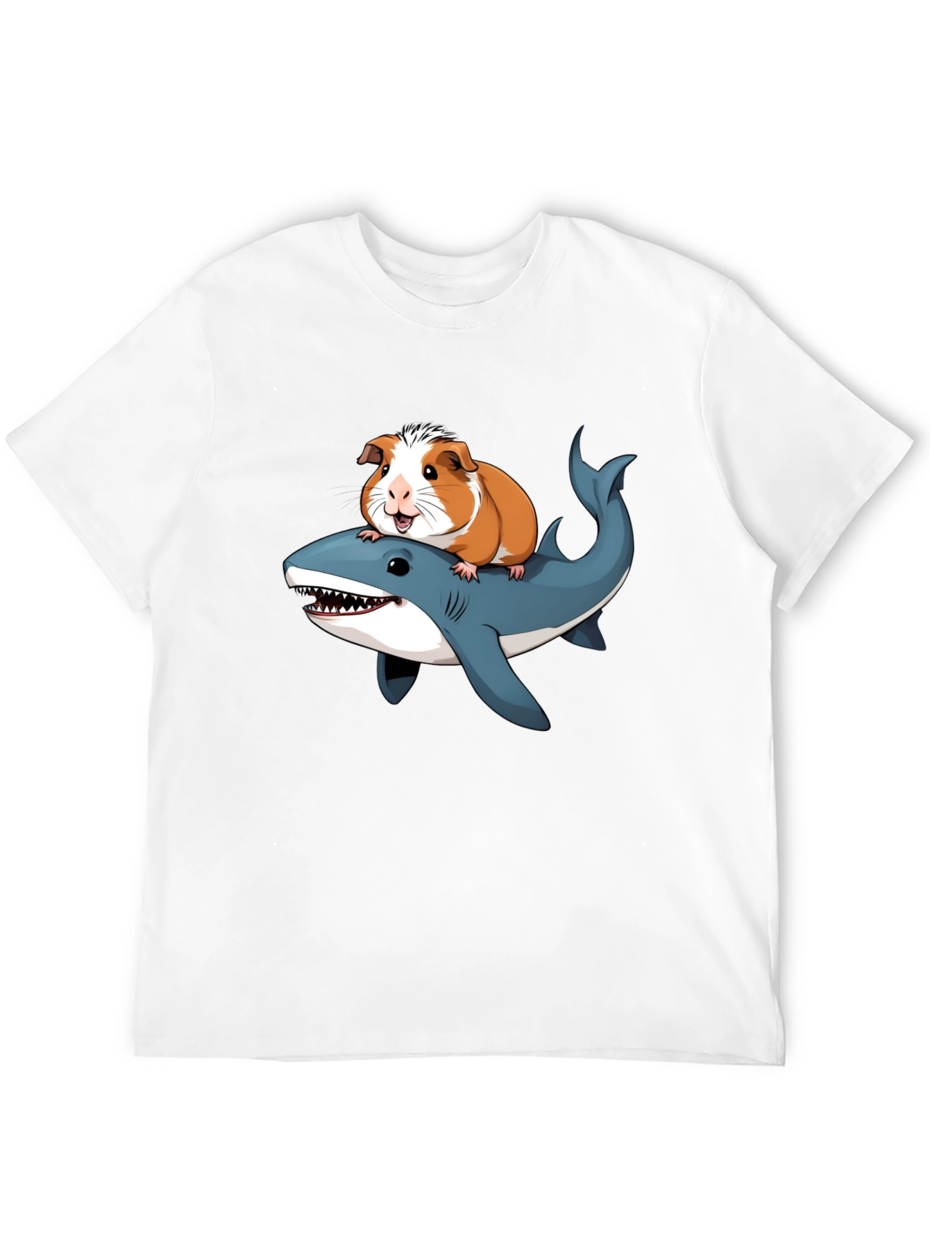 Guinea Pig Riding Shark Funny T-Shirt