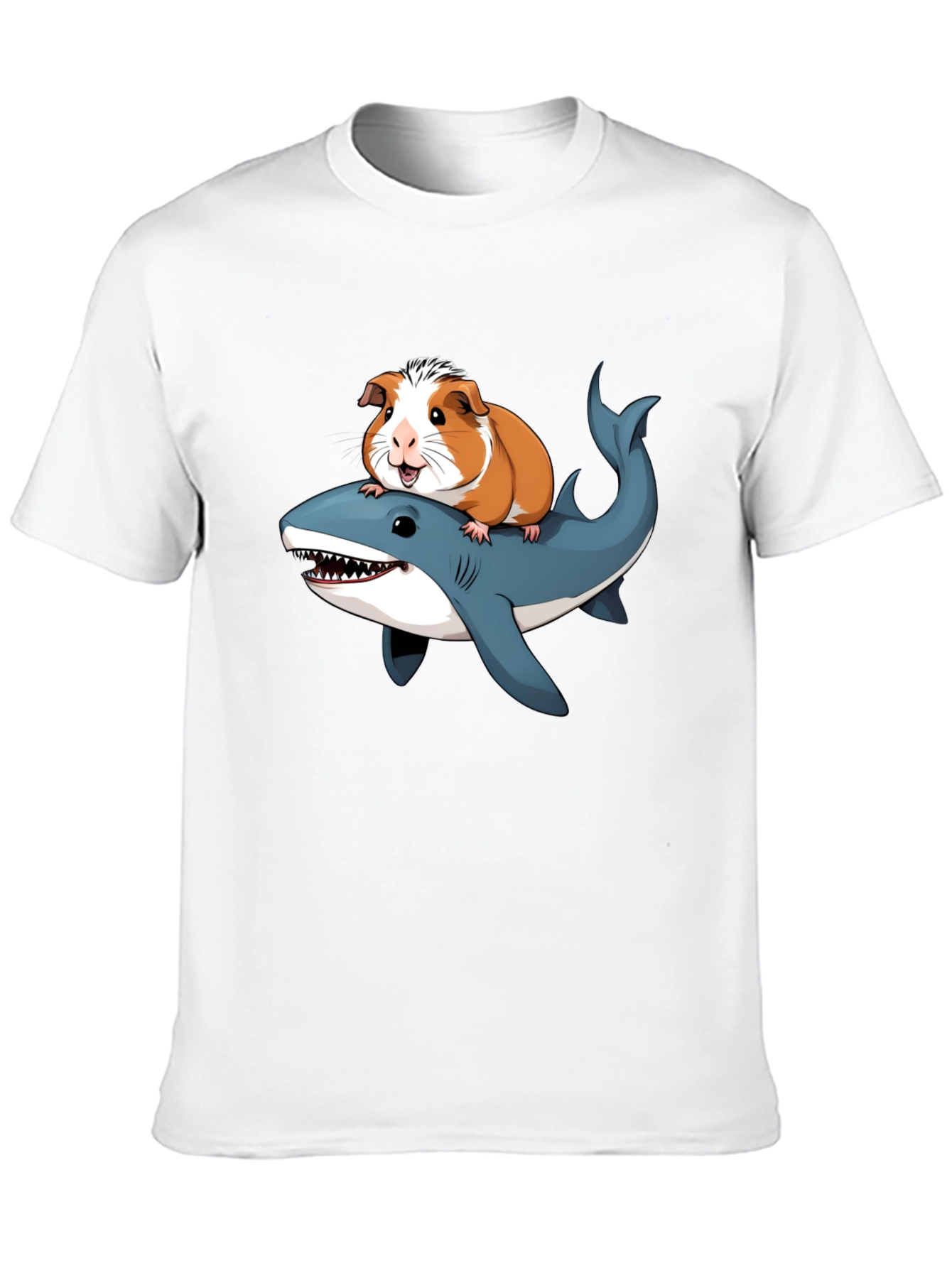 Guinea Pig Riding Shark Funny T-Shirt