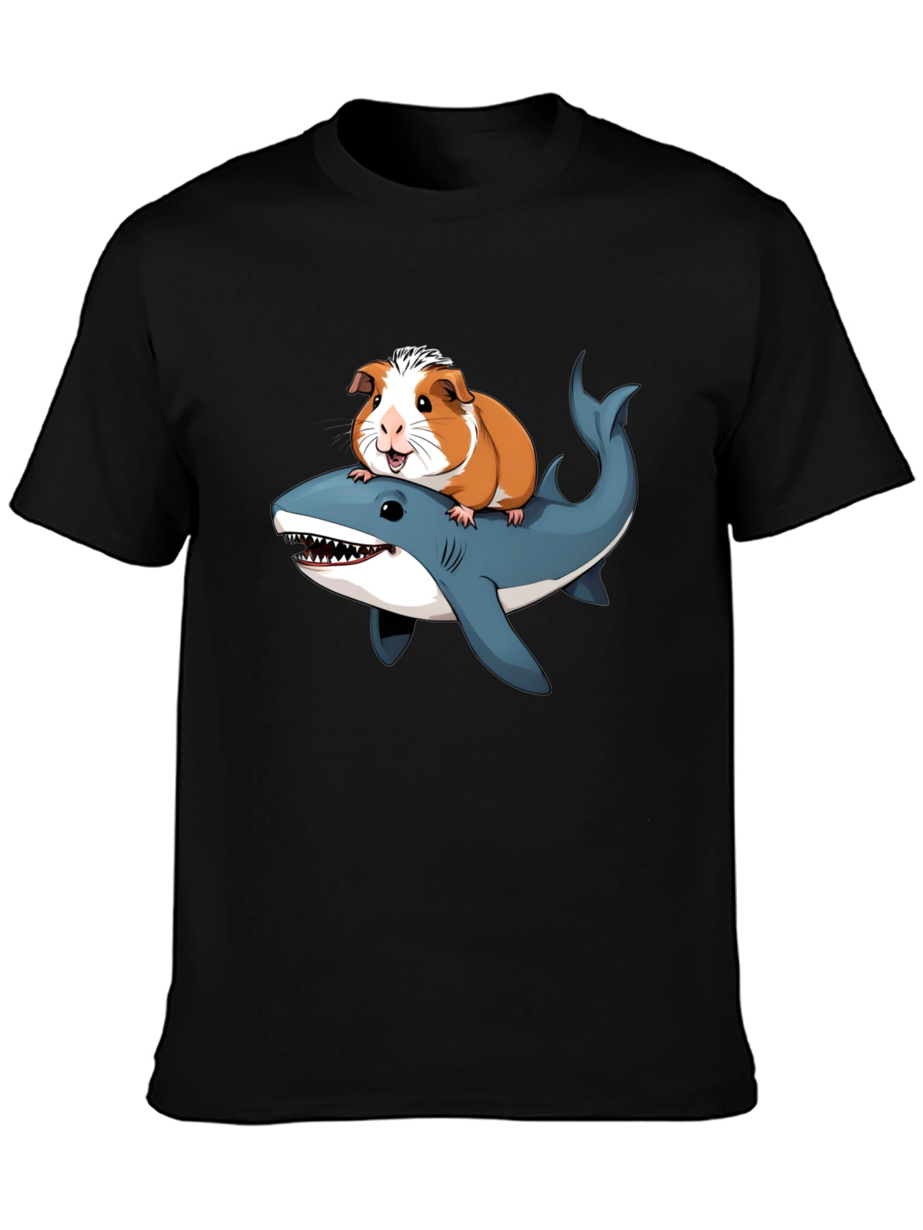 Guinea Pig Riding Shark Funny T-Shirt
