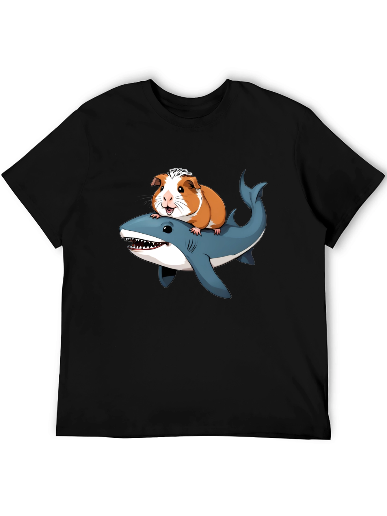 Guinea Pig Riding Shark Funny T-Shirt
