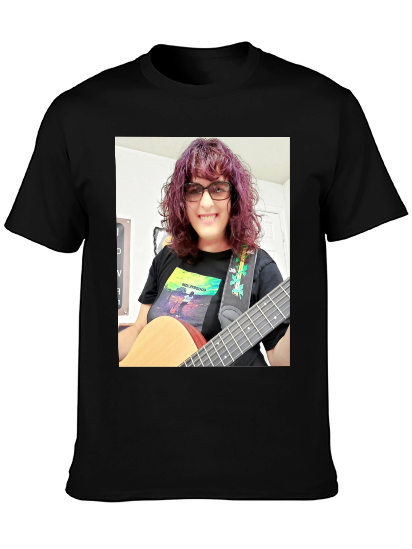 Guitar Player Graphic Tee - Black Cotton T-Shirt