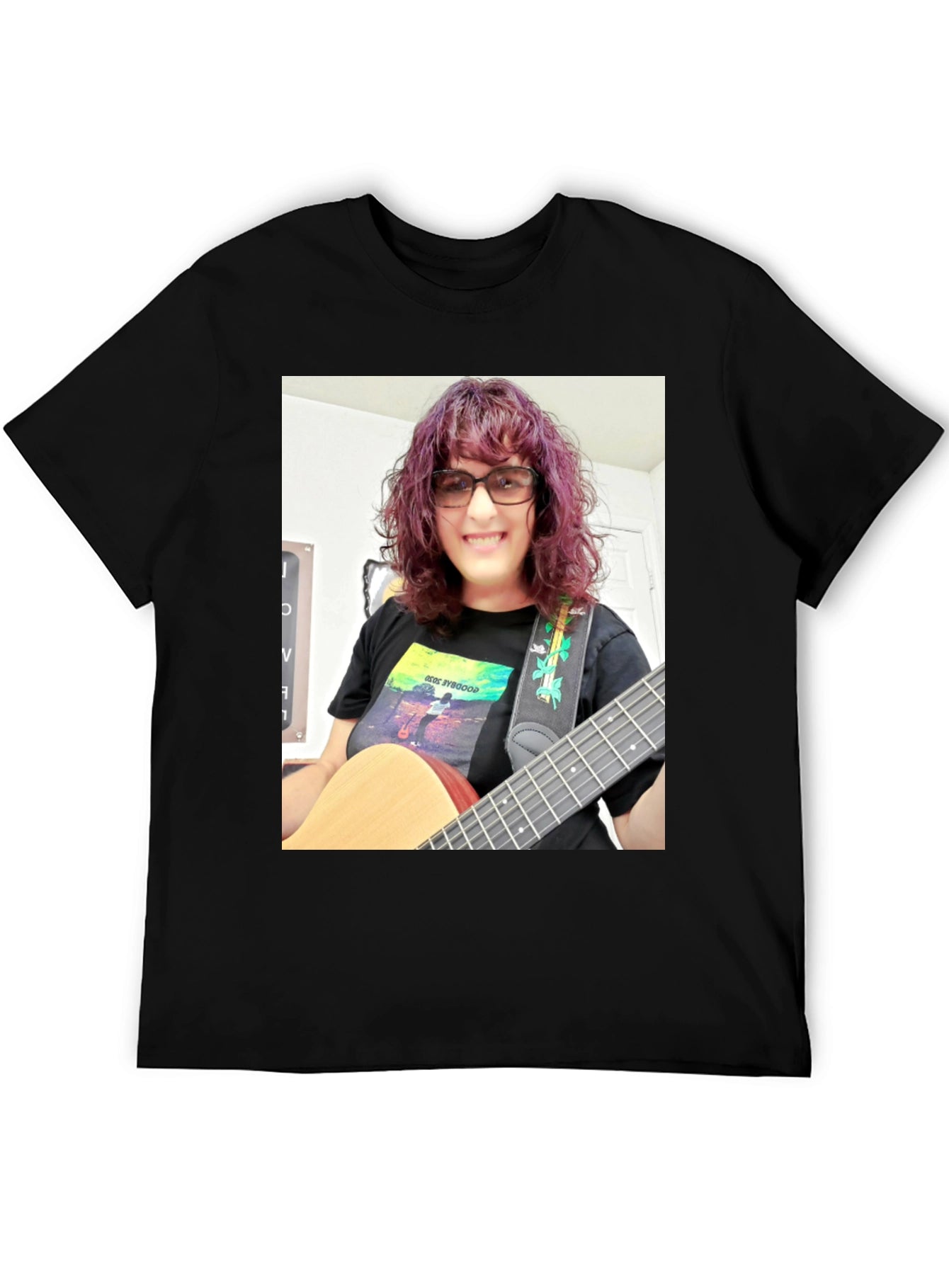Guitar Player Graphic Tee - Black Cotton T-Shirt