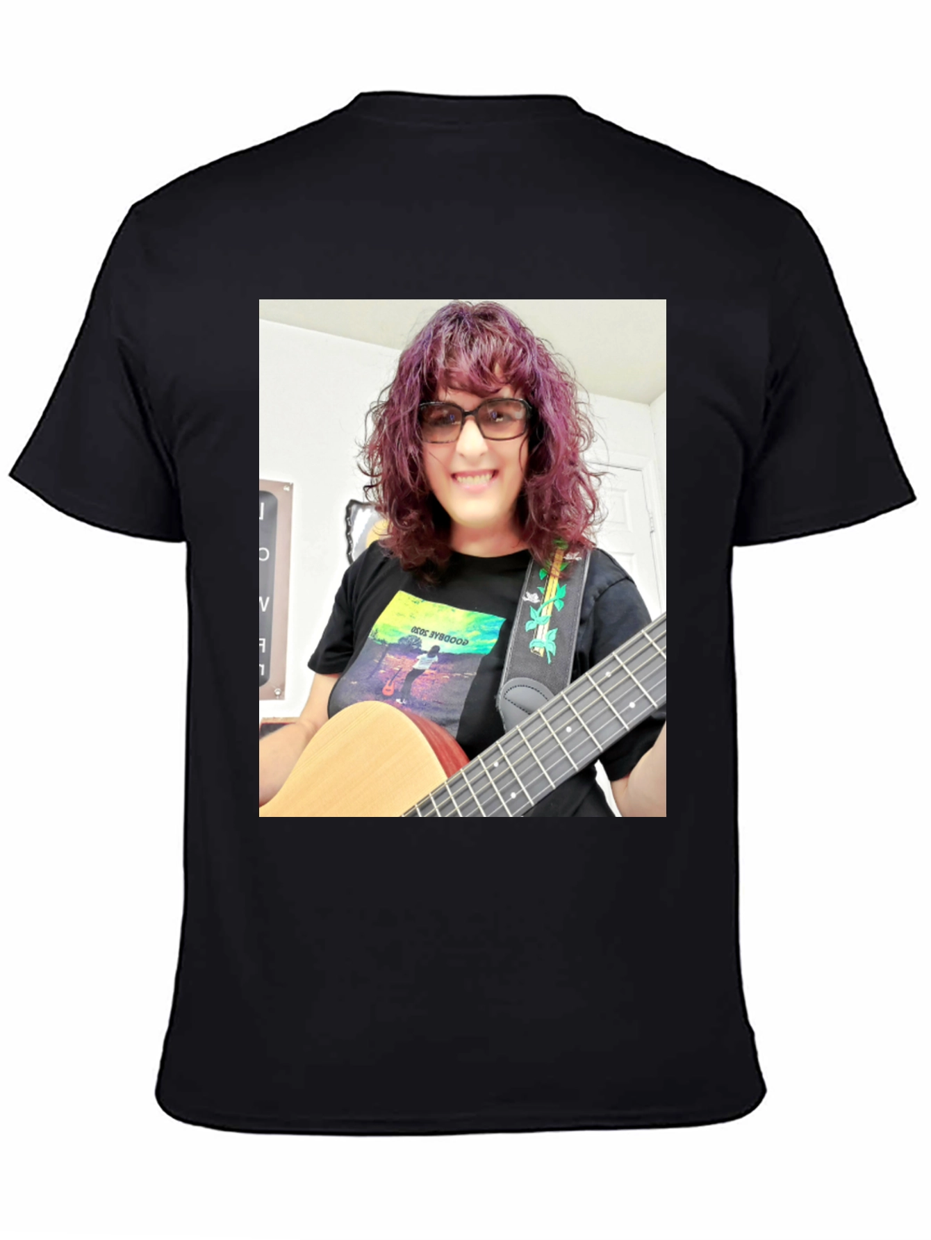 Guitar Player Graphic Tee - Black Cotton T-Shirt