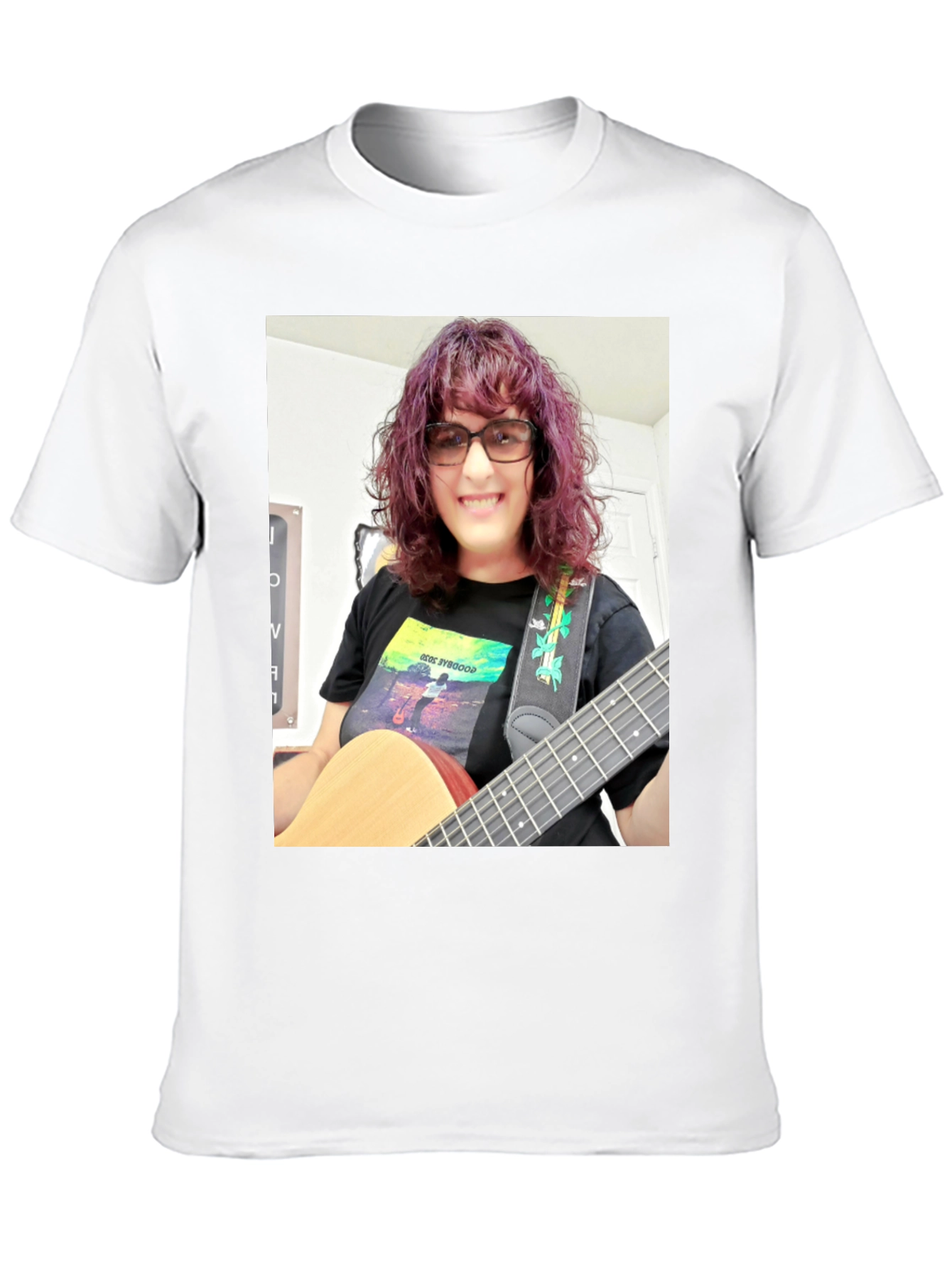 Guitar Player Graphic Tee - Black Cotton T-Shirt